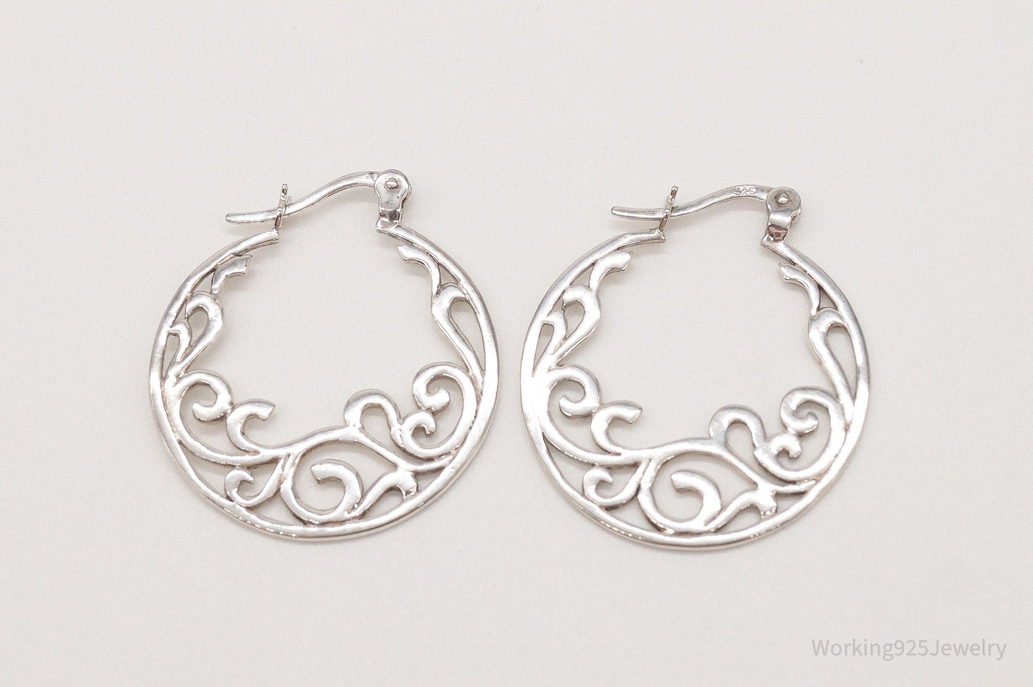 Vintage Art Nouveau Vines Sterling Silver Earrings