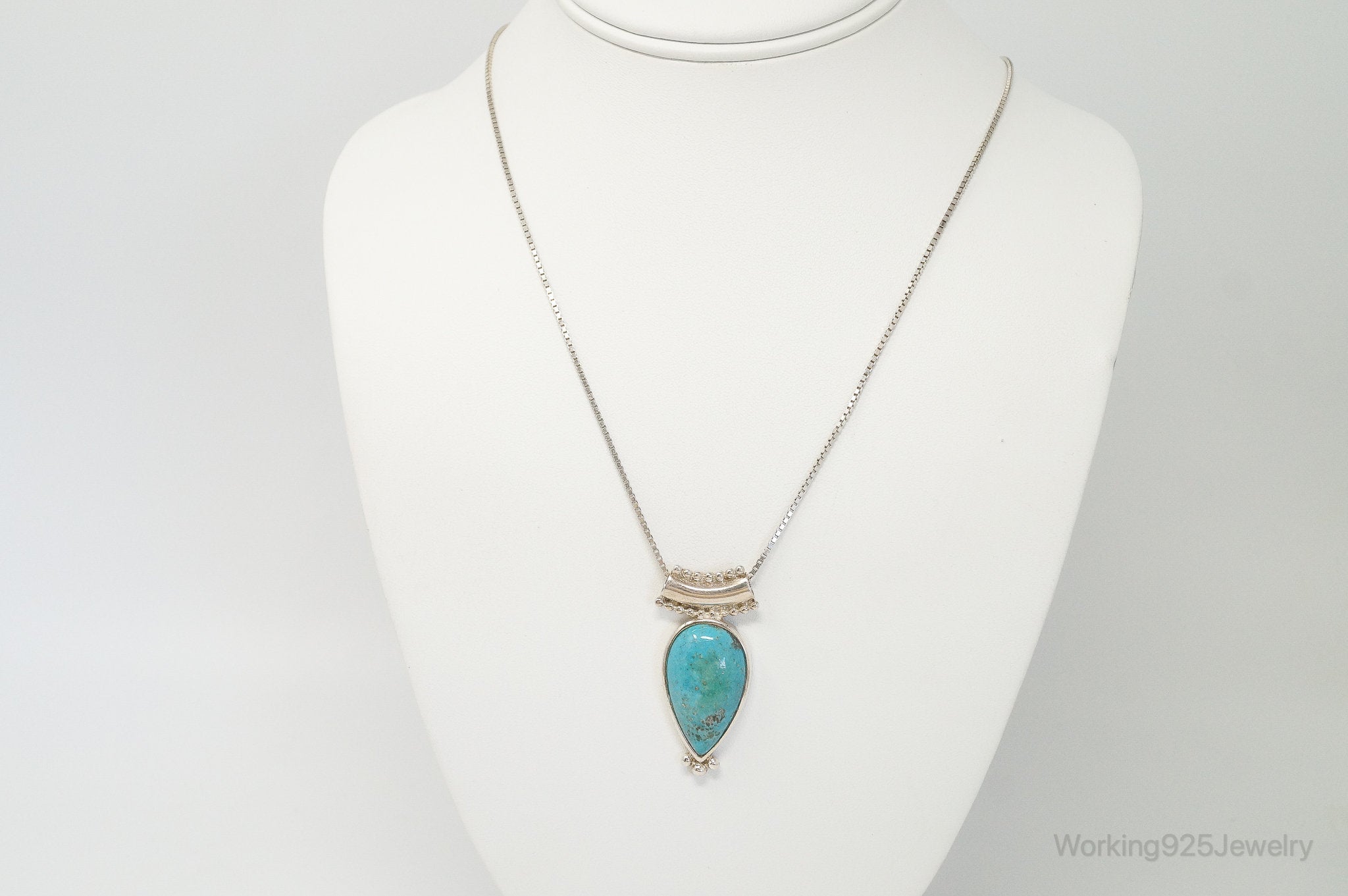 Designer Whitney Kelly WK Large Turquoise Sterling Silver Necklace