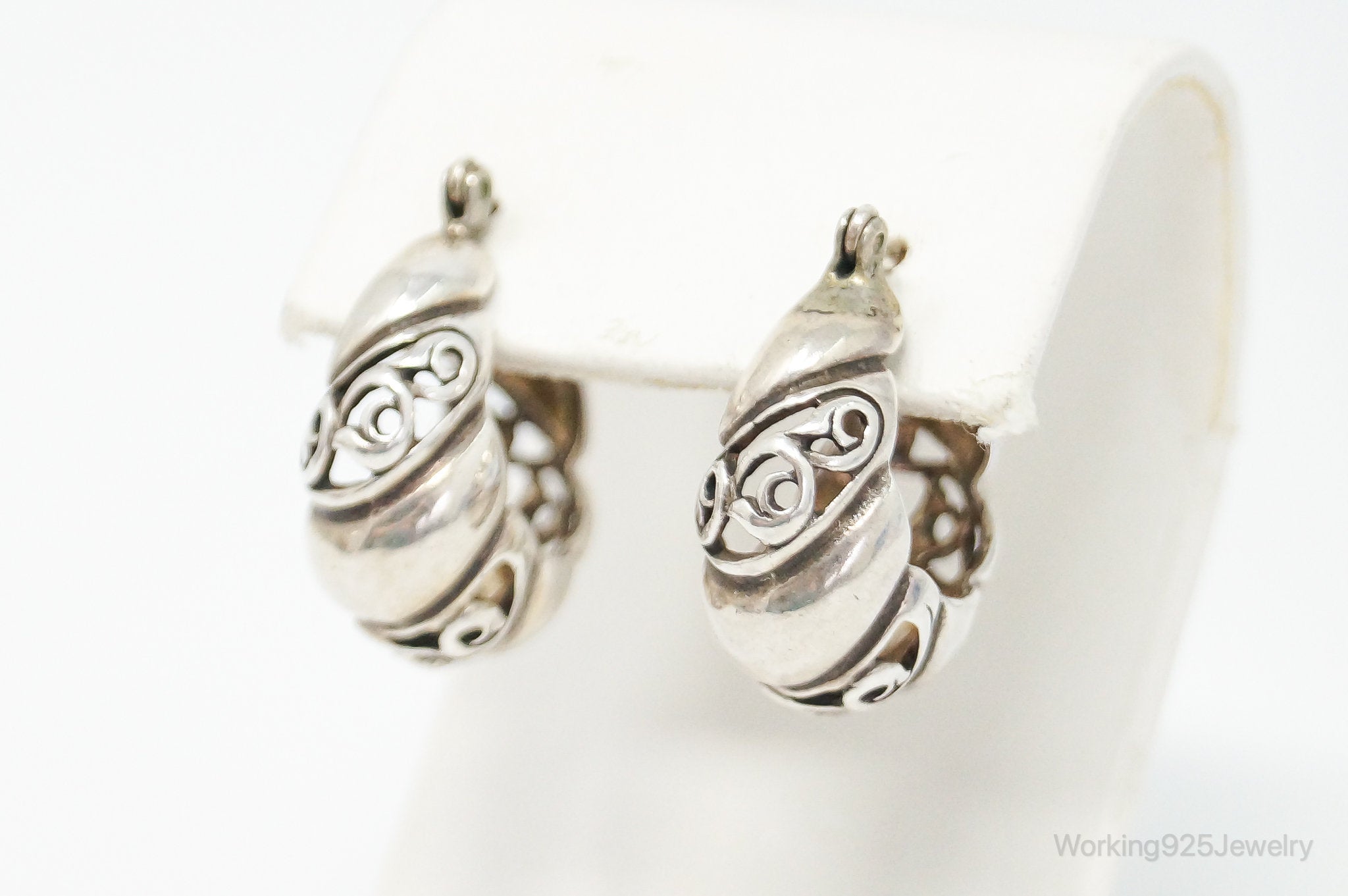 Vintage Bali Inspired Scroll Sterling Silver Earrings