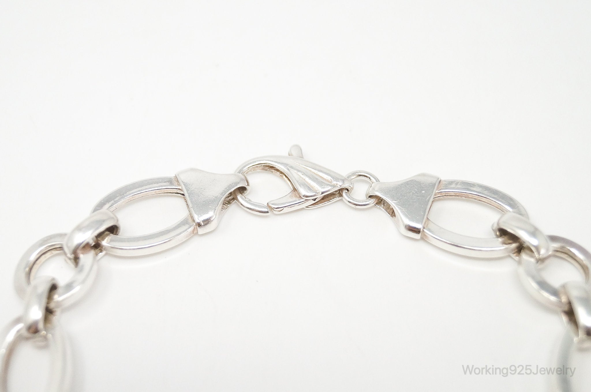 Vintage Italy Designer Oval Link Sterling Silver Bracelet