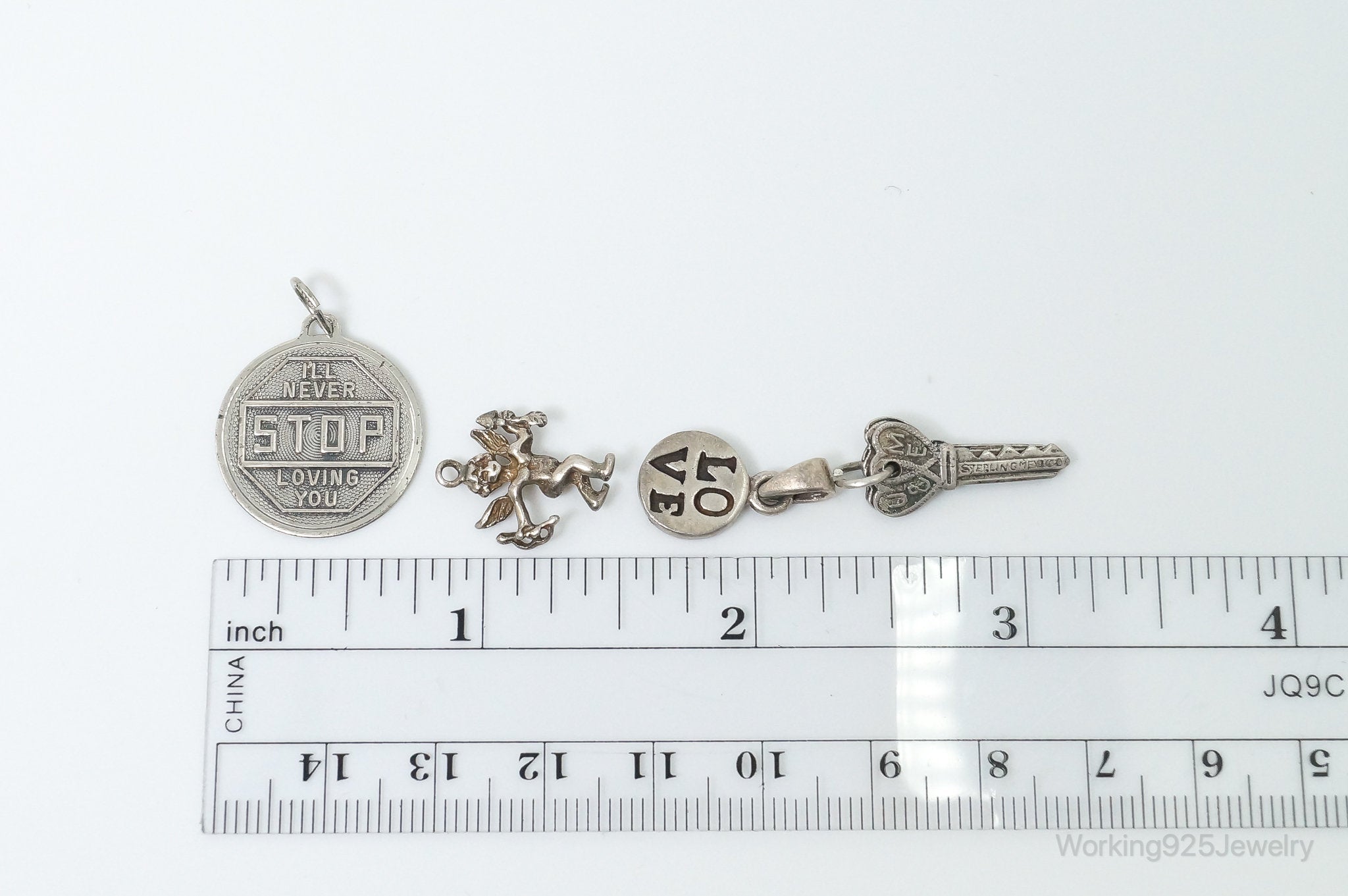 Vintage Antique Love Sterling Silver Charms Set Lot