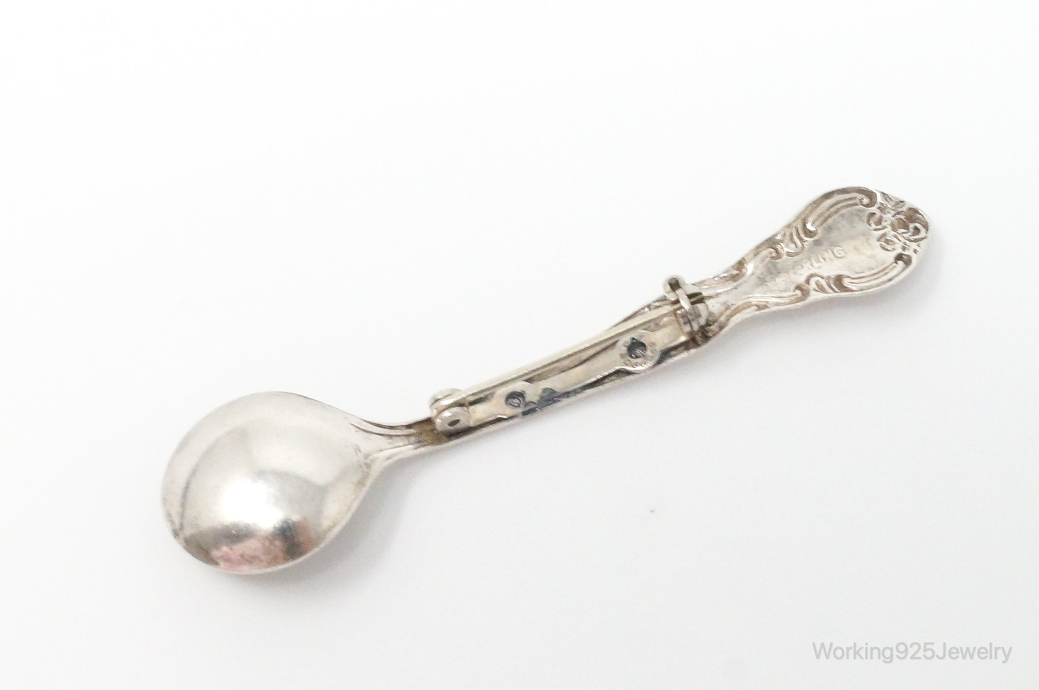 Antique Spoon Sterling Silver Brooch Pin