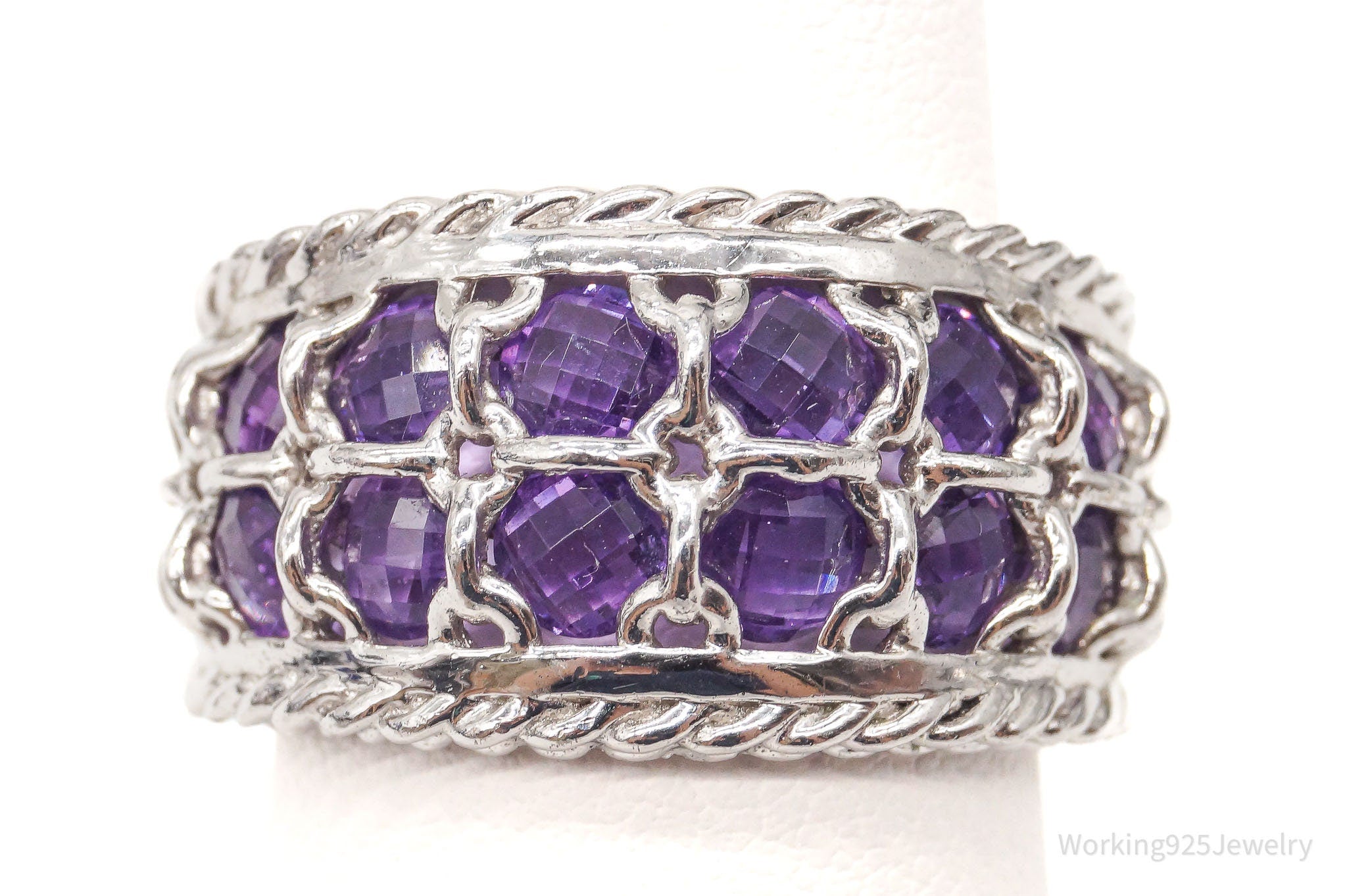 Vintage Designer Ateller Amethyst Sterling Silver Ring - Size 7.75