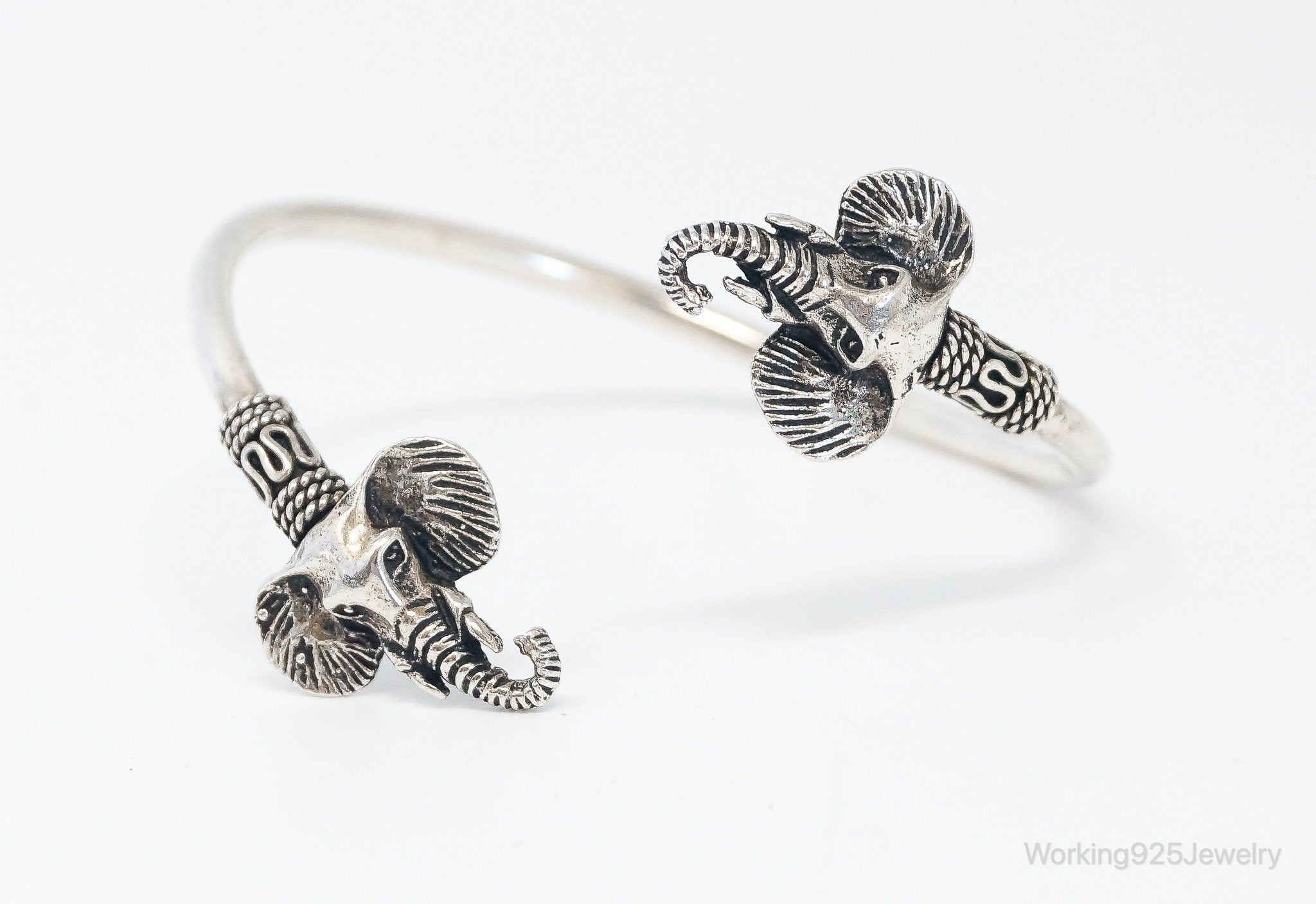 Vintage Elephant Heads Sterling Silver Wrap Bracelet