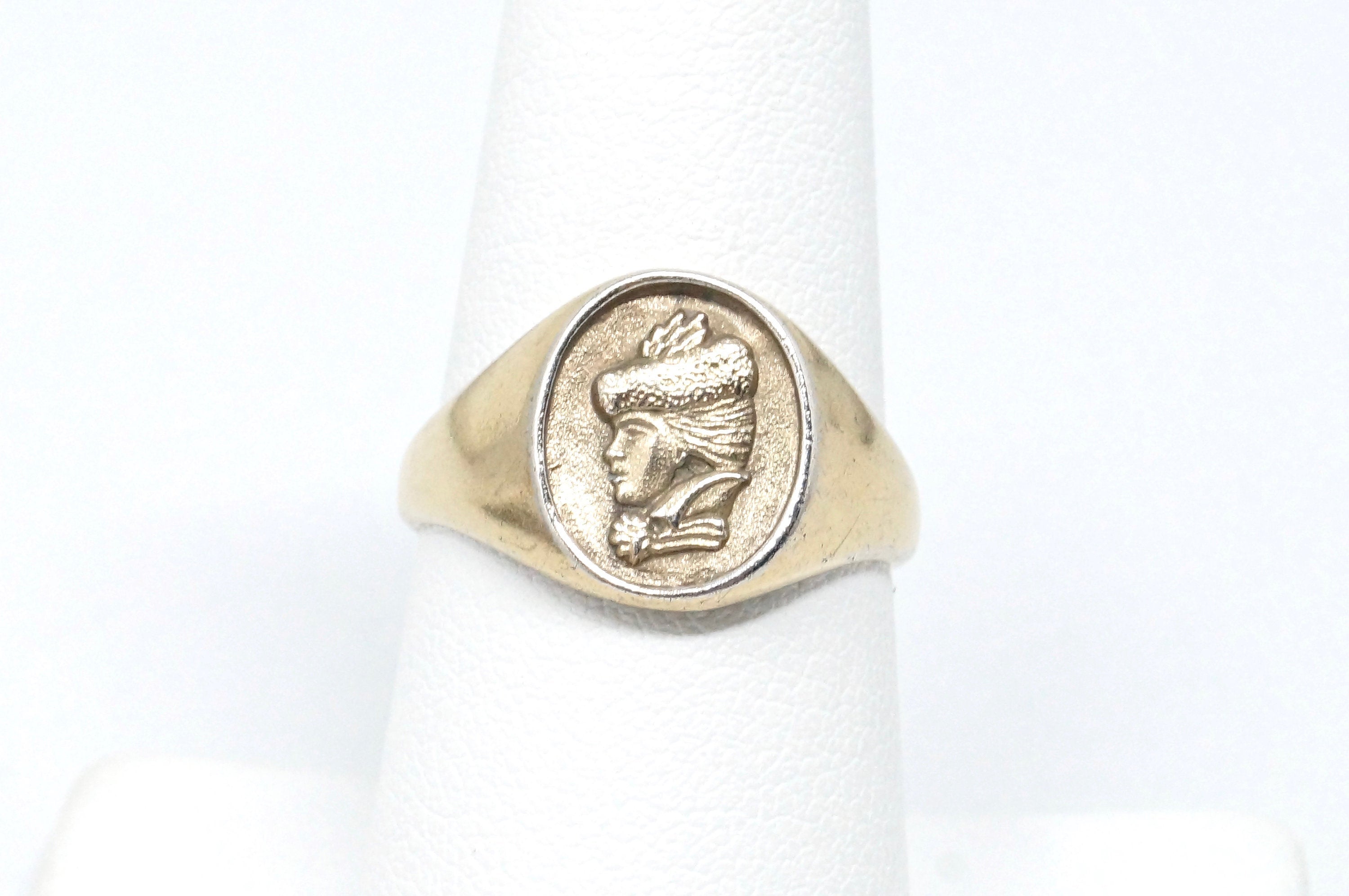 RARE Vintage Designer AVON HGE 18K Victorian Woman Sterling Silver Ring Sz 7.75