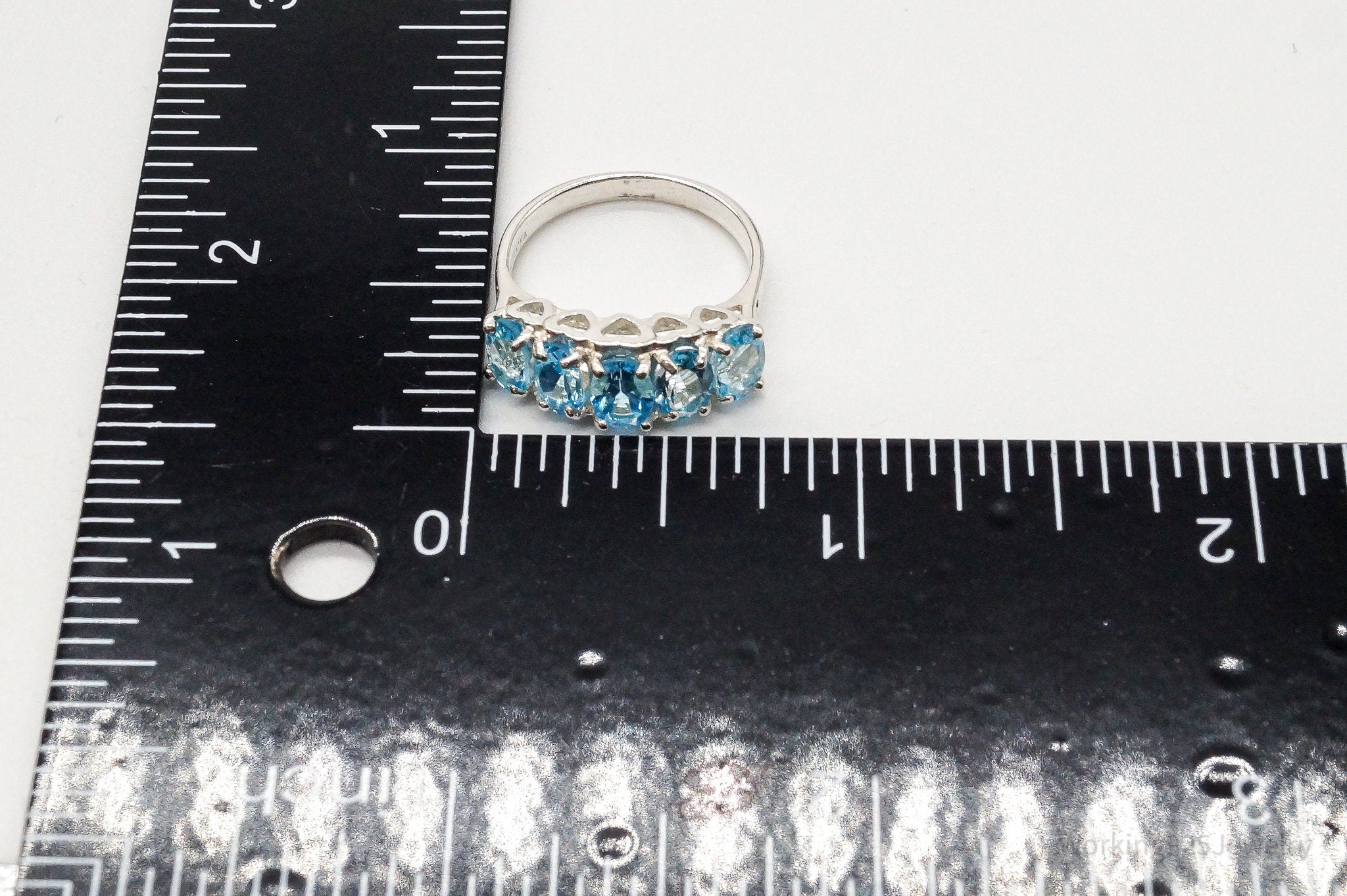 Vintage Designer CNA Blue Topaz Heart Pattern Sterling Silver Ring SZ 5.75