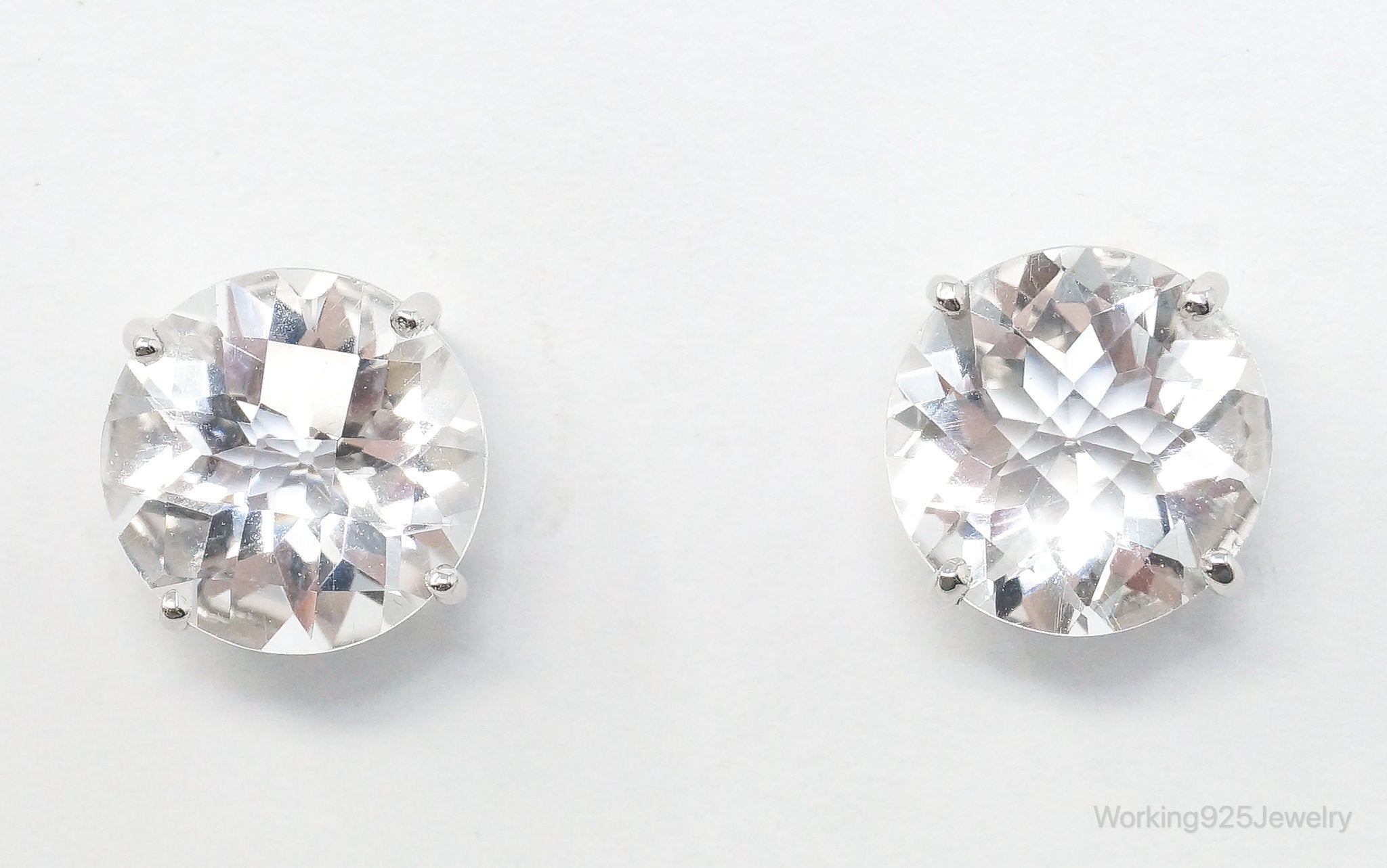 Vintage Large Cubic Zirconia Sterling Silver Earrings