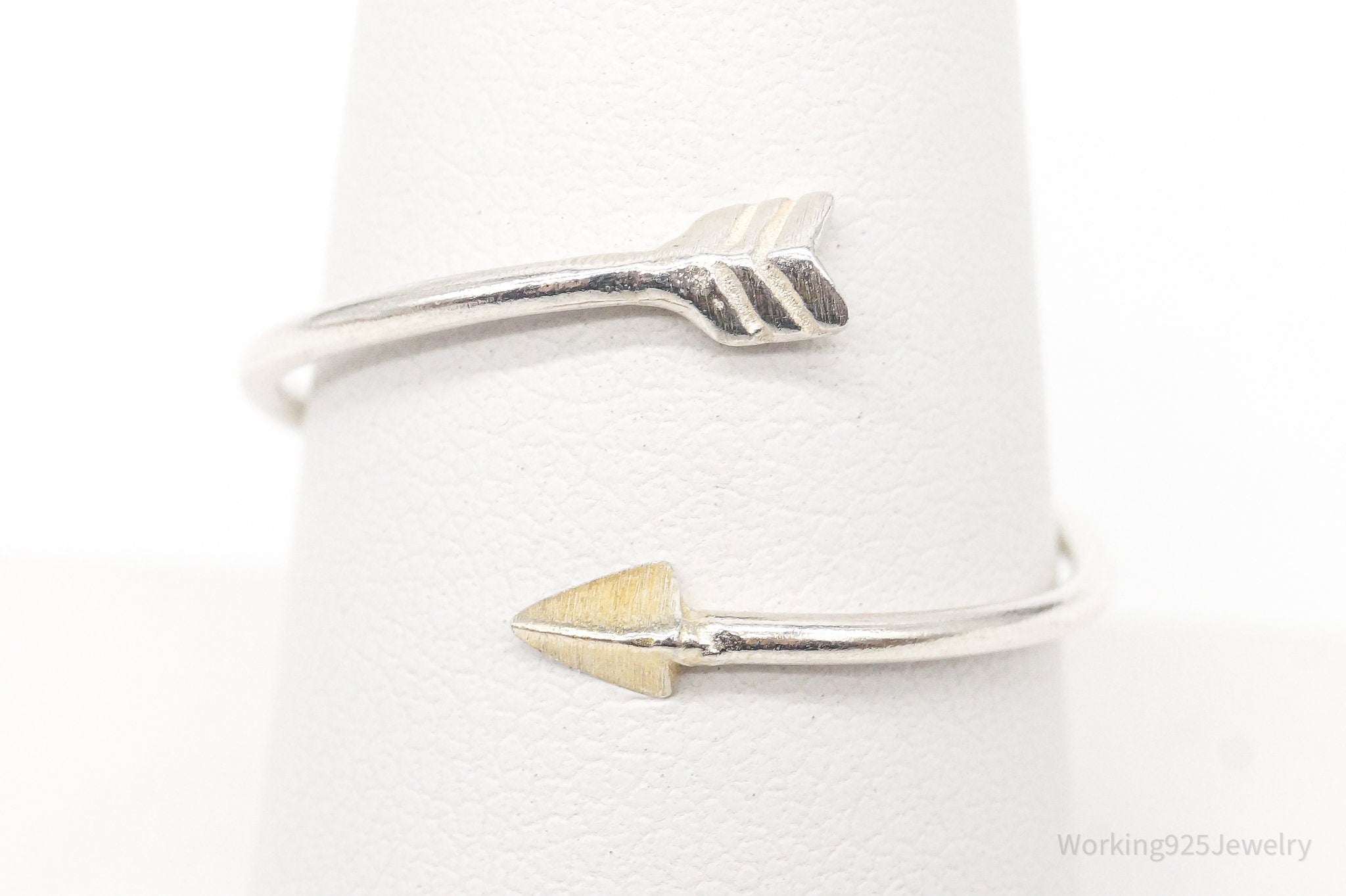 Vintage Arrow Gold Vermeil Sterling Silver Wrap Ring - Size 8.75 Adjustable