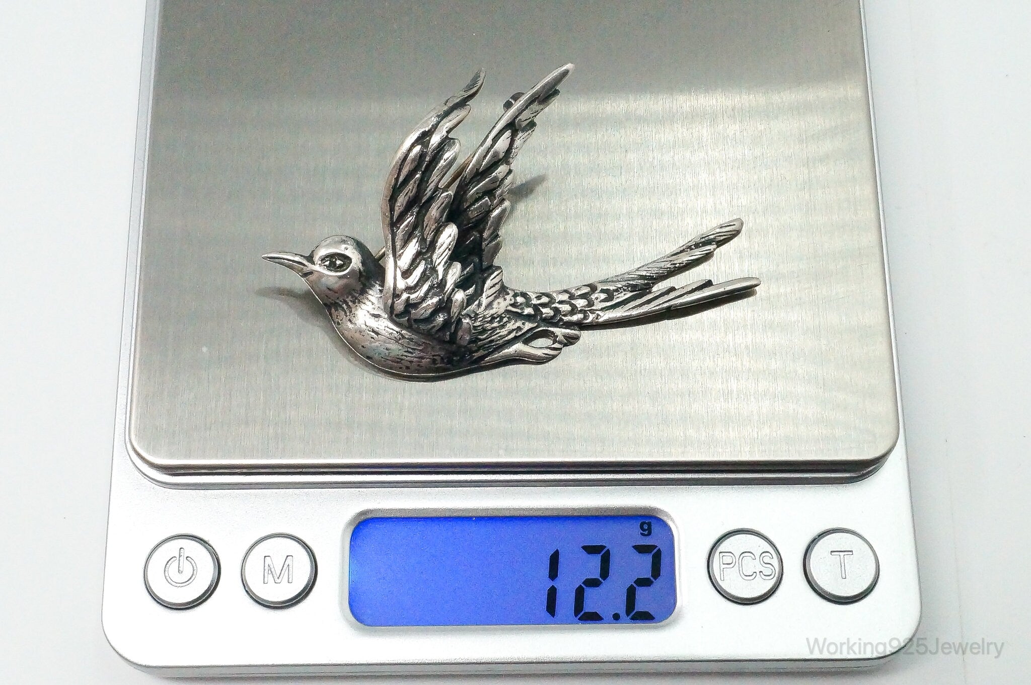 Rare Large Vintage Designer DUNEZ Bird Sterling Silver Brooch Pin