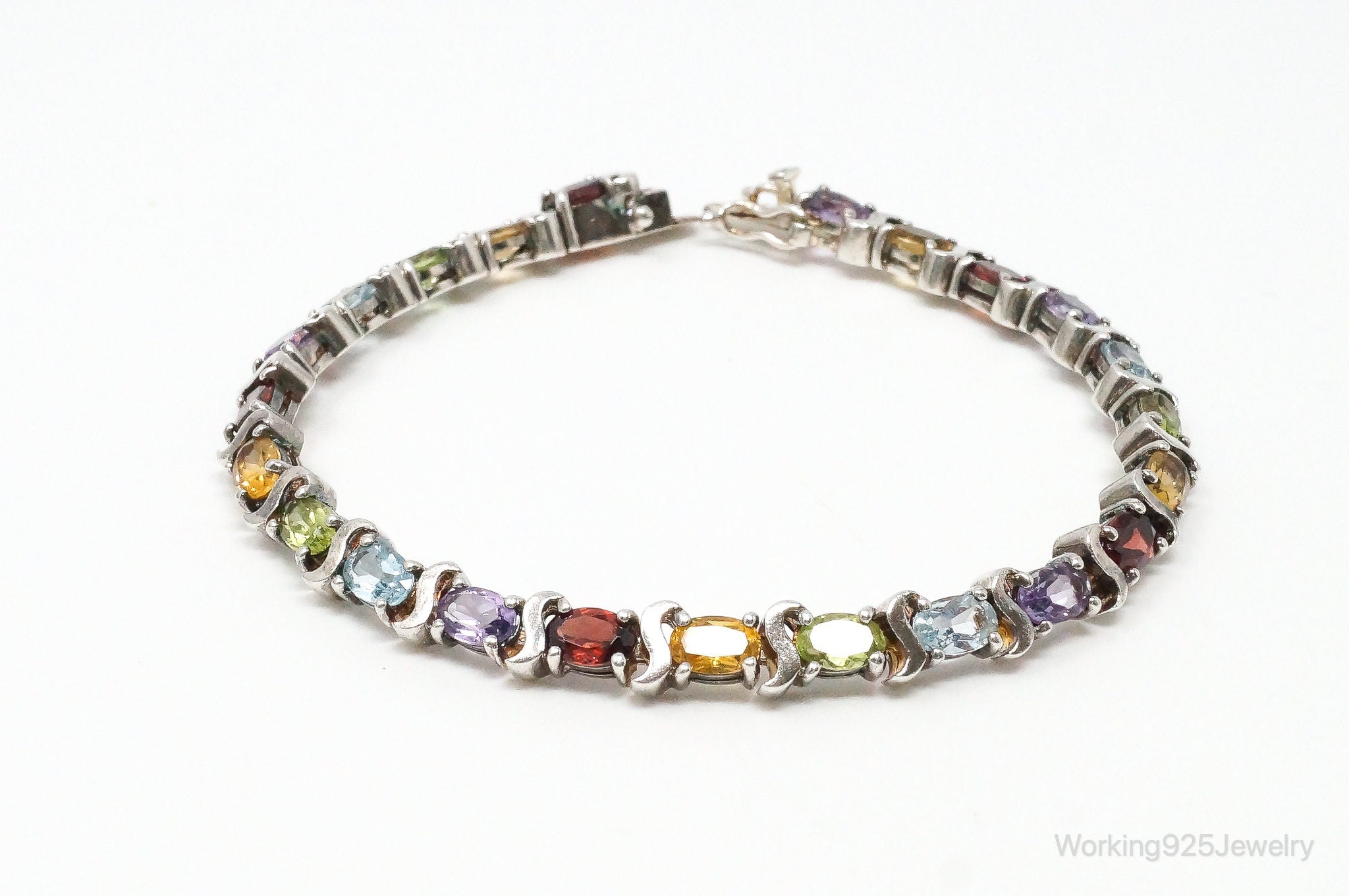 Vintage Designer Multi Gem Sterling Silver Bracelet