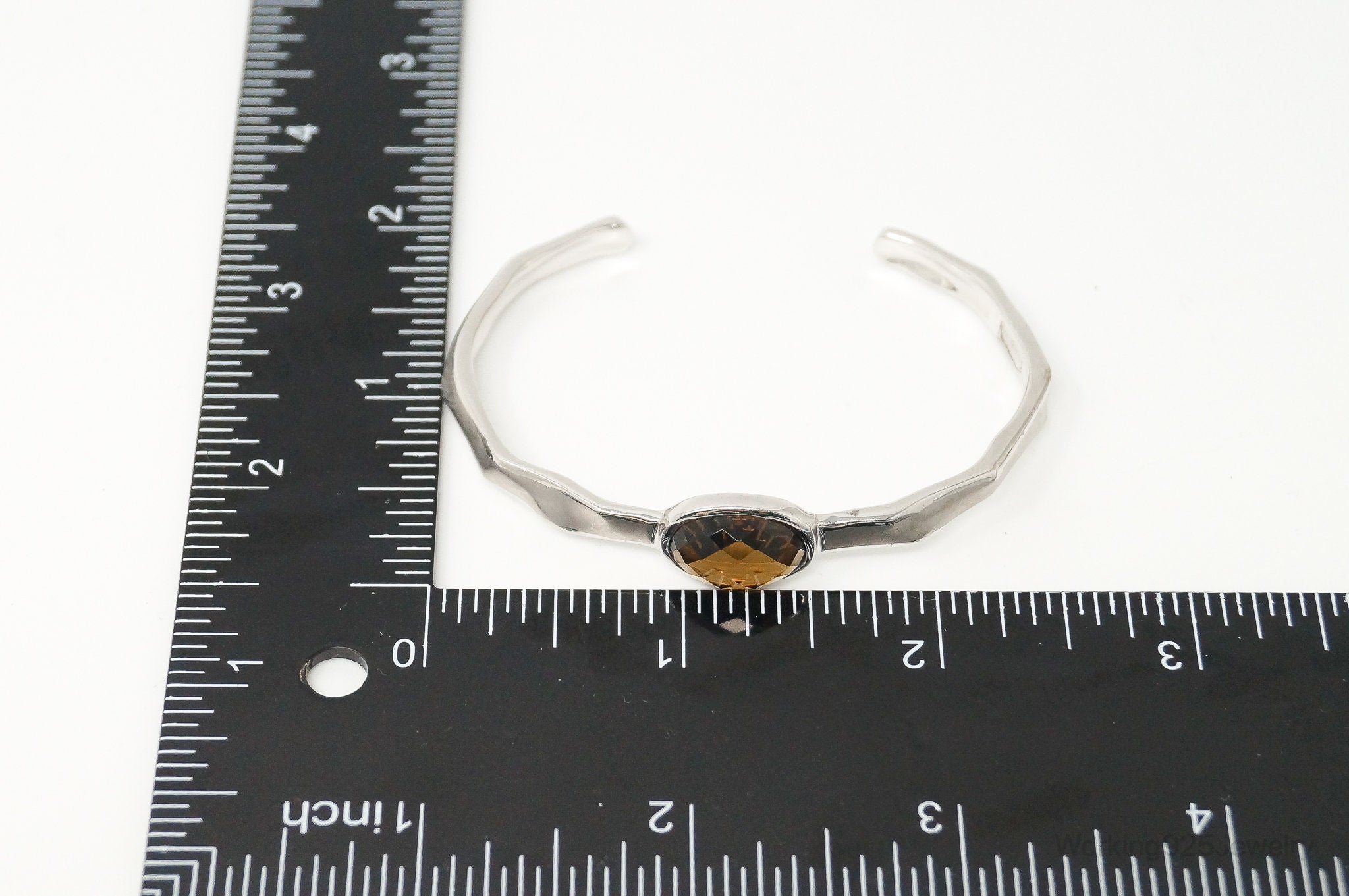 Large Smoky Topaz Modern Sterling Silver Cuff Bracelet