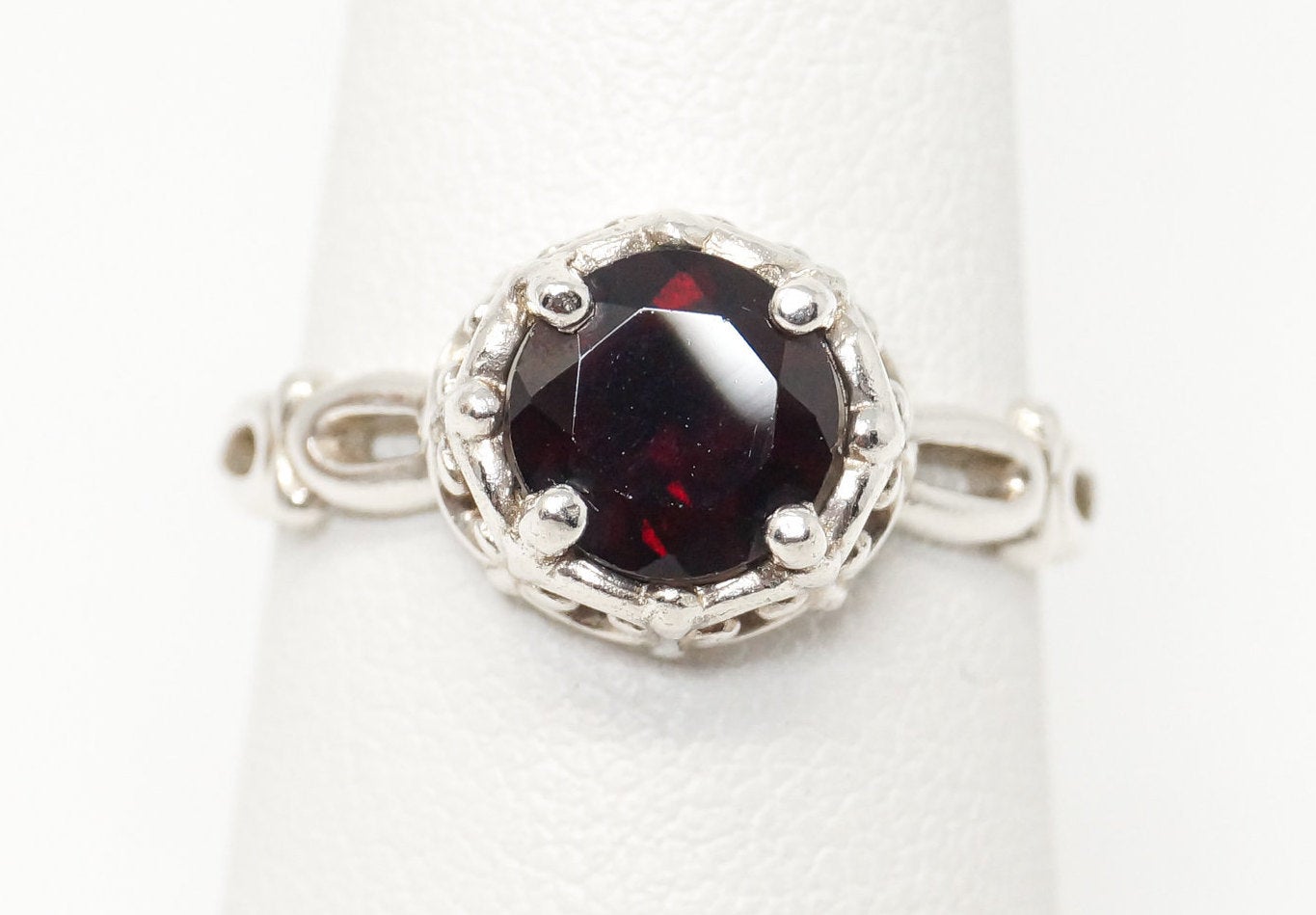 Vintage Designer Boma Garnet Sterling Silver Ring - SZ 7