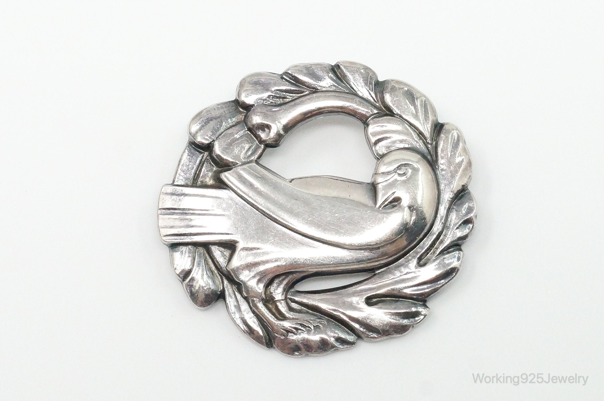 Antique Bird Sterling Silver Brooch Pin