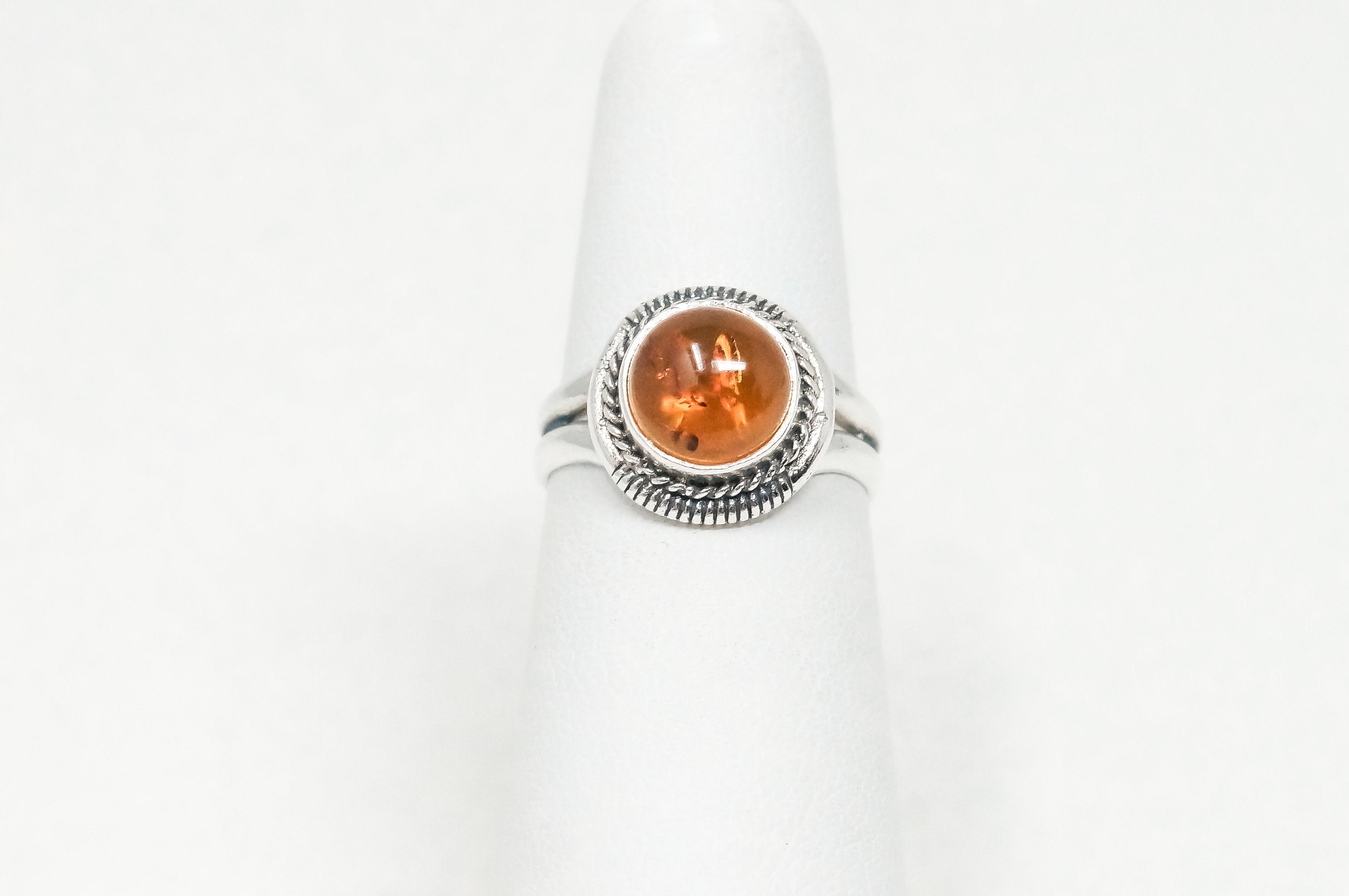 Vintage Designer BOMA Amber Rope Design Sterling Silver Ring - Sz 5 -783750436