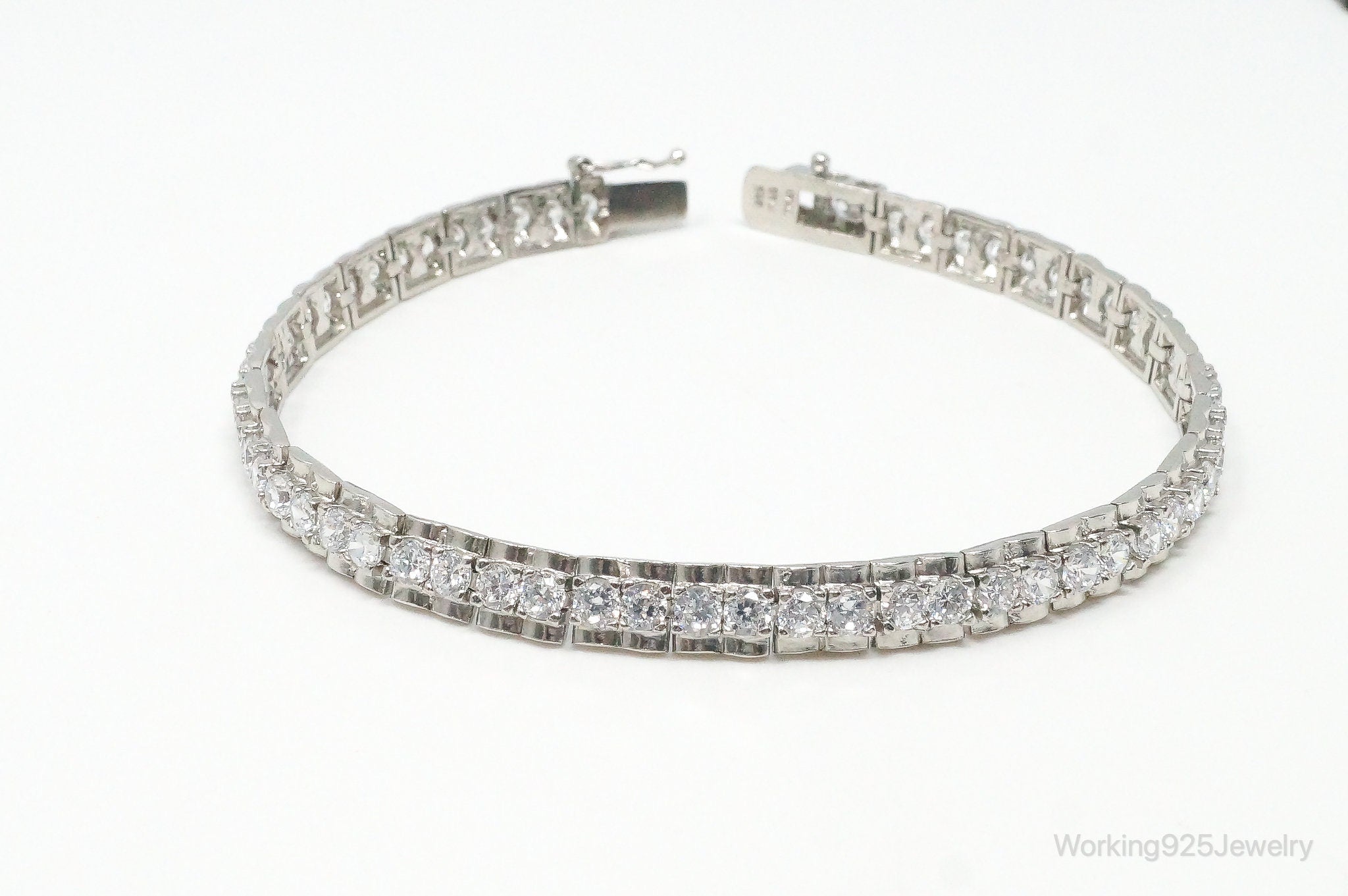 Vintage Designer FAS Cubic Zirconia Sterling Silver Tennis Bracelet