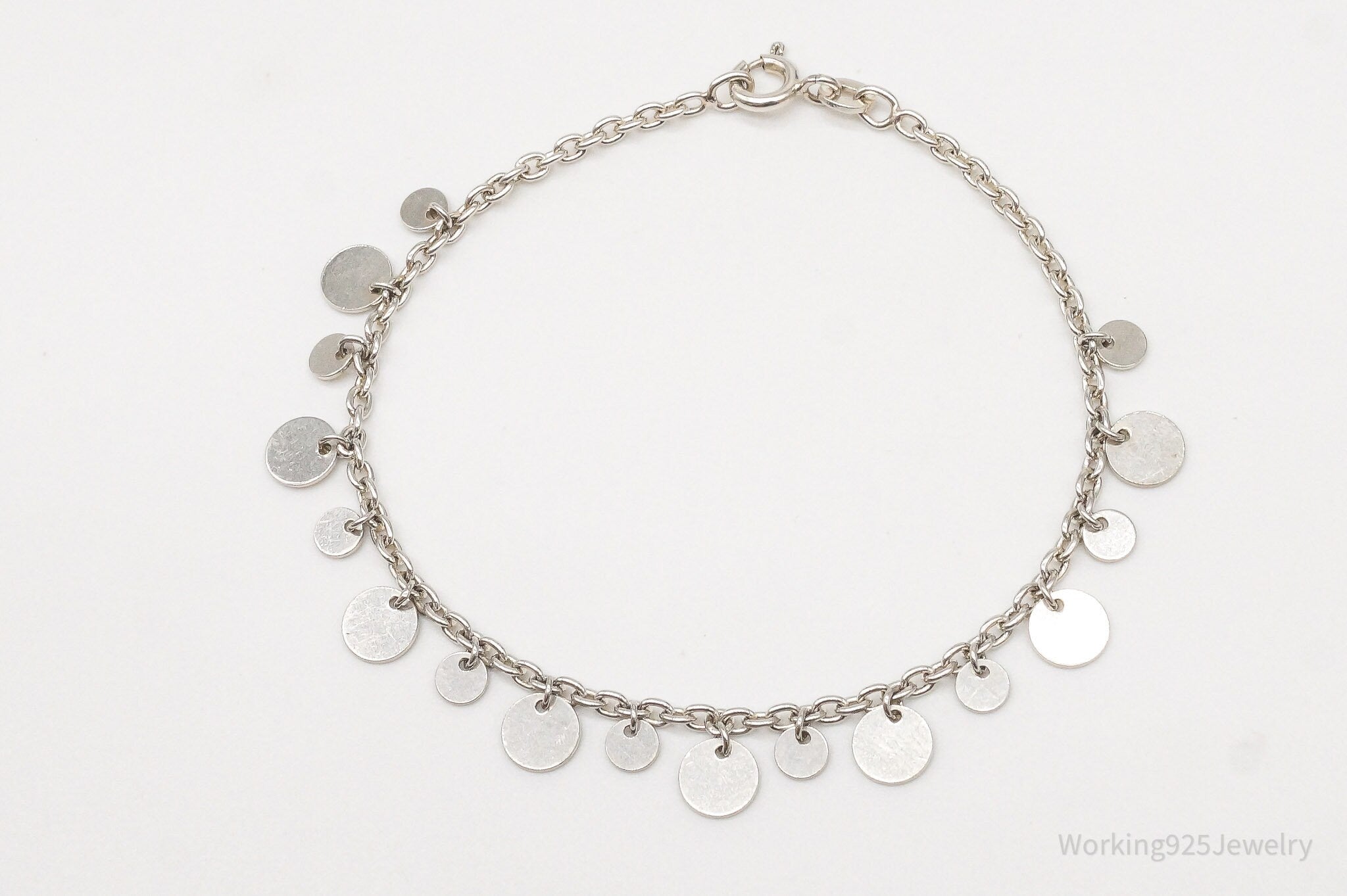 Vintage Disc Charms Sterling Silver Bracelet