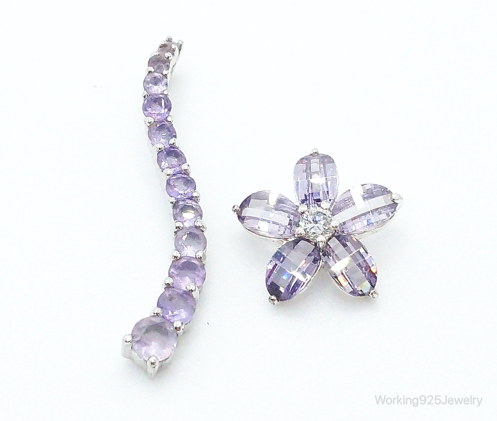 Amethyst Cubic Zirconia Sterling Silver Necklace Pendants