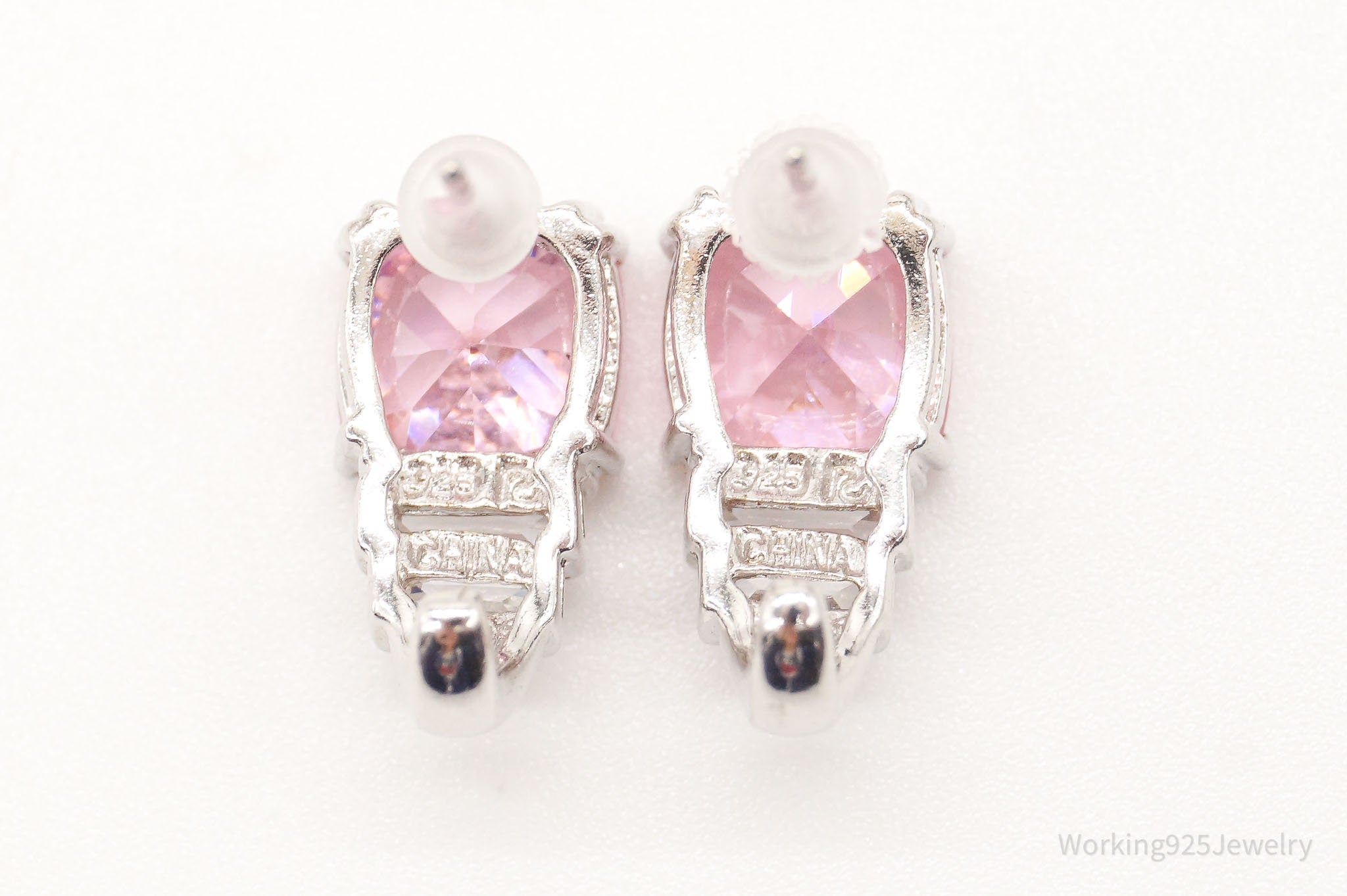 Ross Simons Pink & White Cubic Zirconia Sterling Silver Earrings