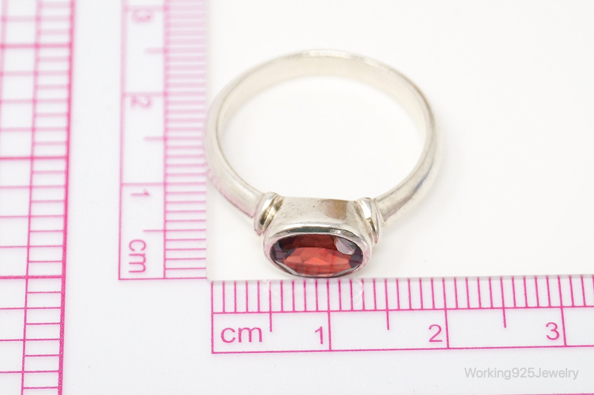 Designer SJ Garnet Sterling Silver Ring - SZ 8