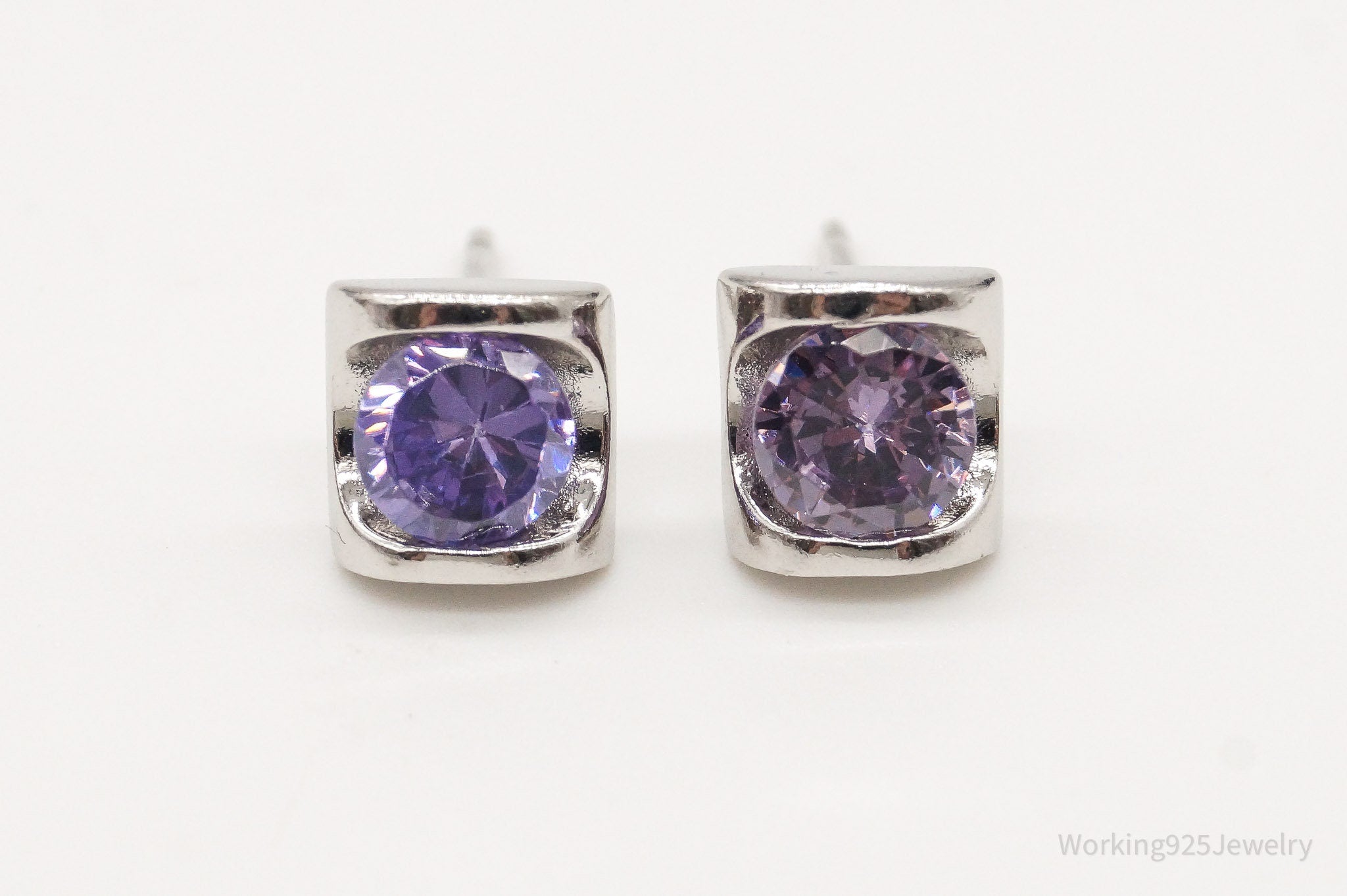 Vintage Amethyst Sterling Silver Earrings