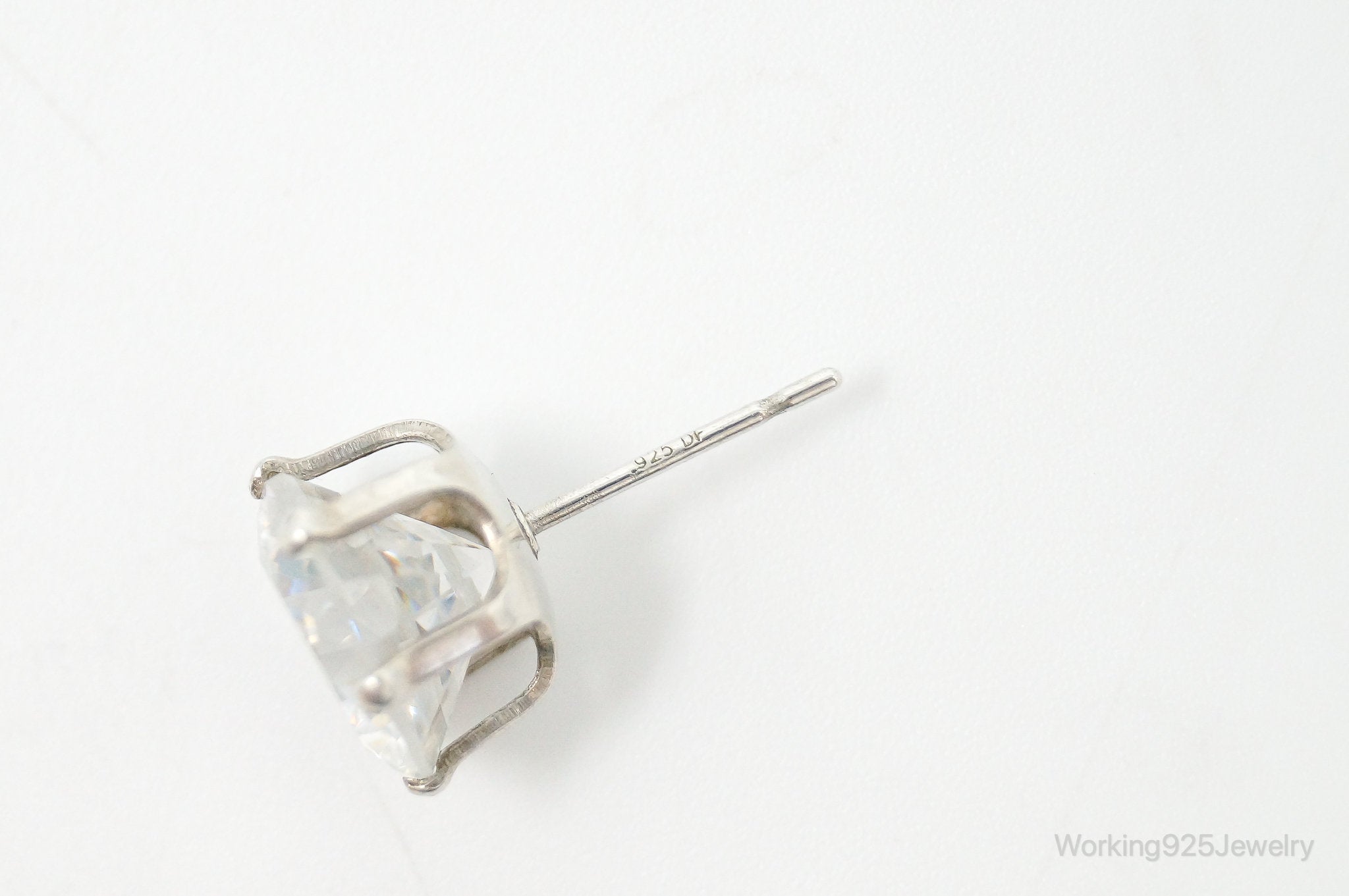 Large Cubic Zirconia Sterling Silver Stud Post Earrings