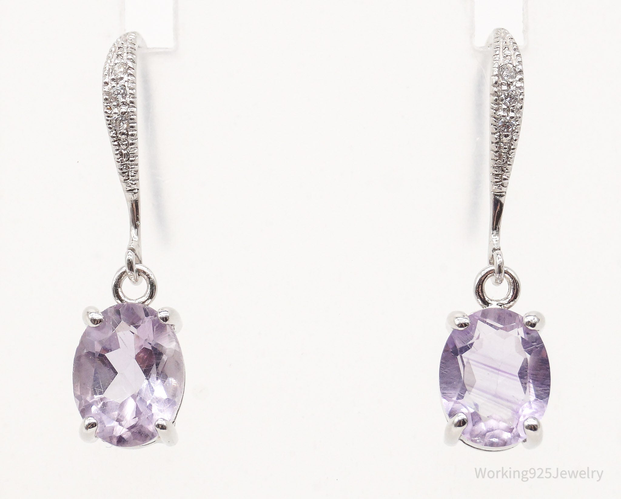 Vintage Designer RJC Amethyst Cubic Zirconia Sterling Silver Earrings