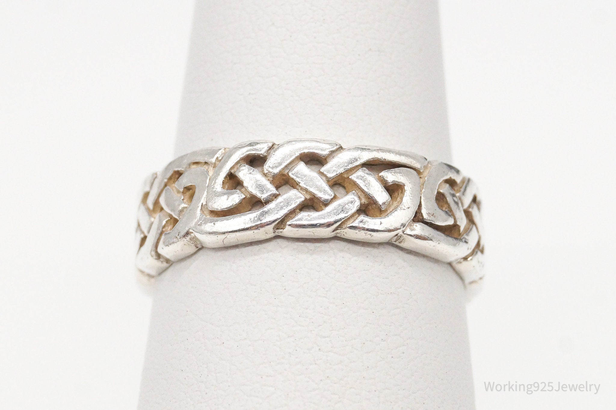 Vintage Celtic Knot Design Sterling Silver Band Ring - Size 5.25