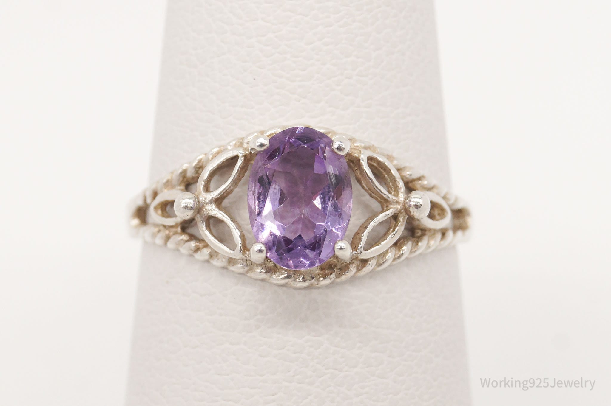 Vintage Avon Amethyst Sterling Silver Ring - Size 5.75