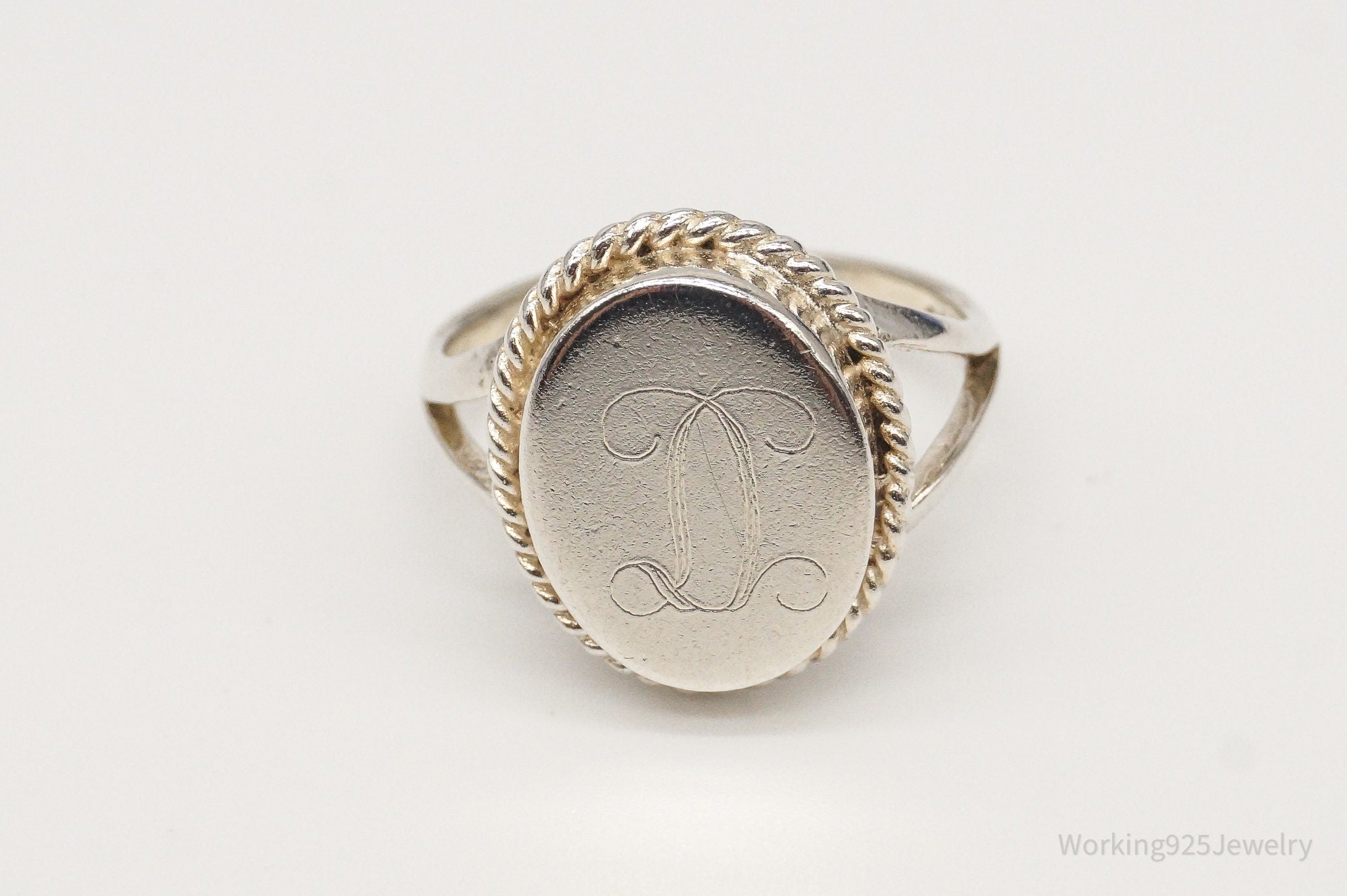 Vintage Initial Sterling Silver Ring - Size 6.75