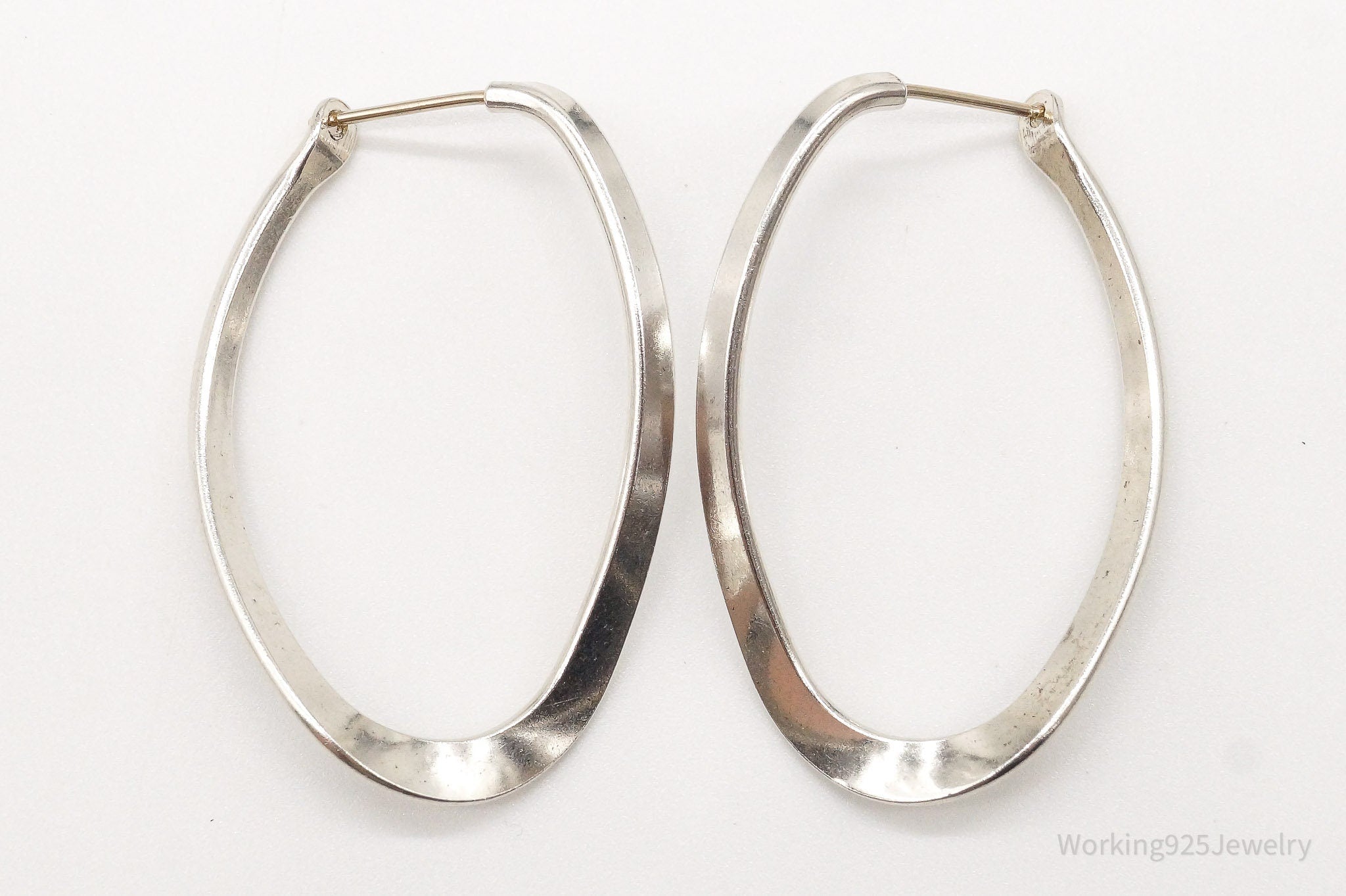 Vintage Designer 14KGF Post Sterling Silver Hoop Earrings