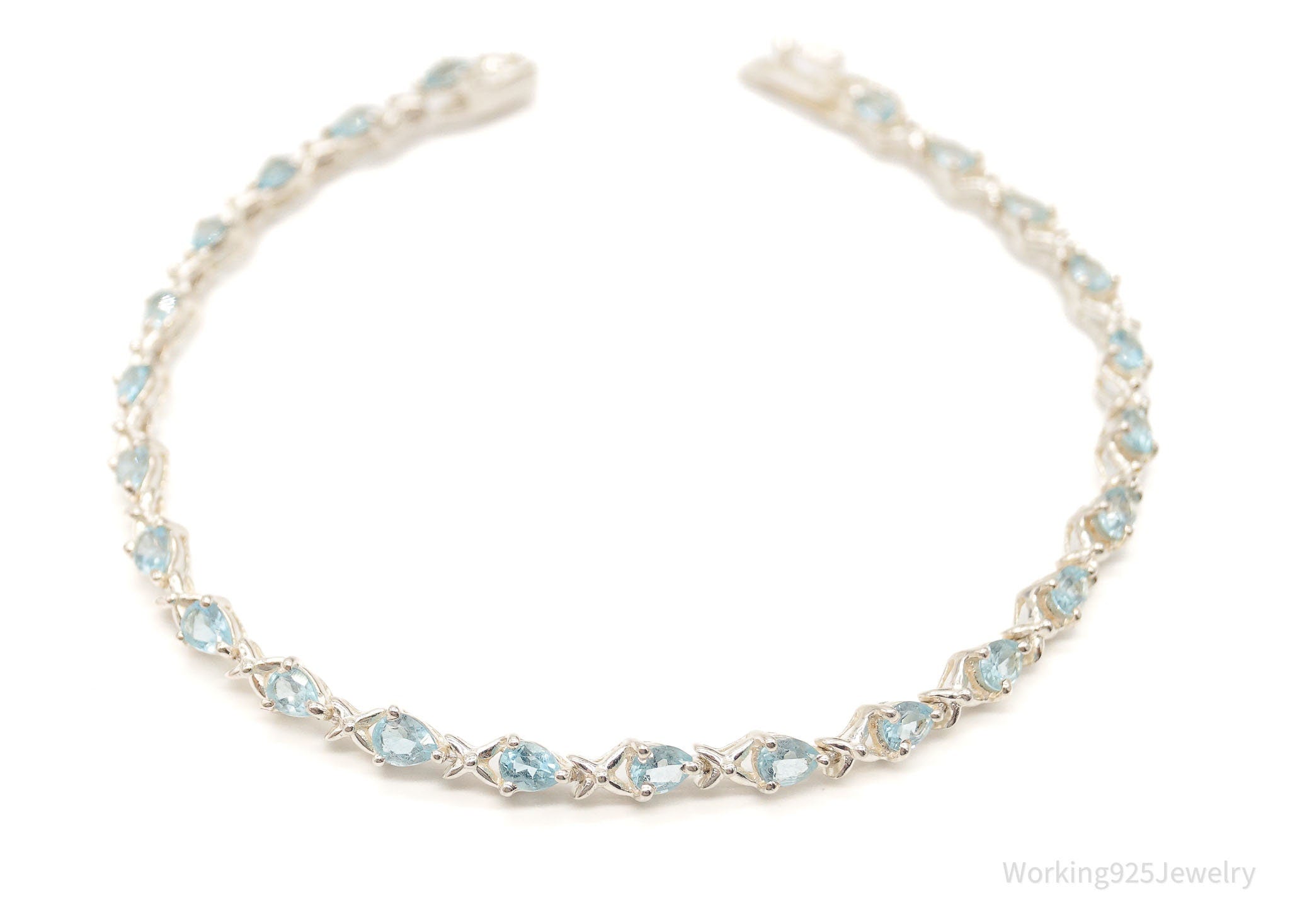 Vintage Blue Topaz Sterling Silver Tennis Bracelet