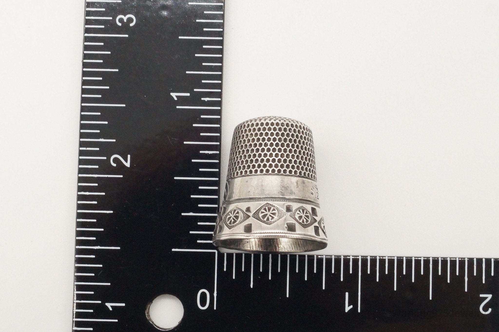 Antique Simons Bros & Co Dome Sterling Silver Thimble Size 12