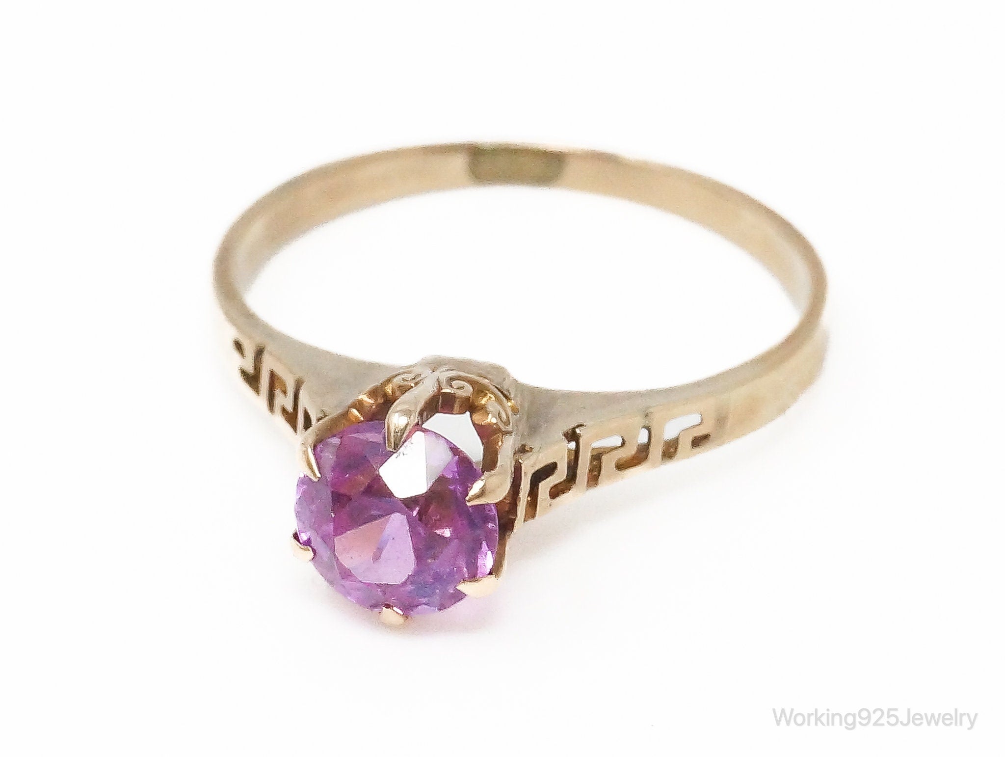 Antique Pink Sapphire 10K Gold Ring 4.75