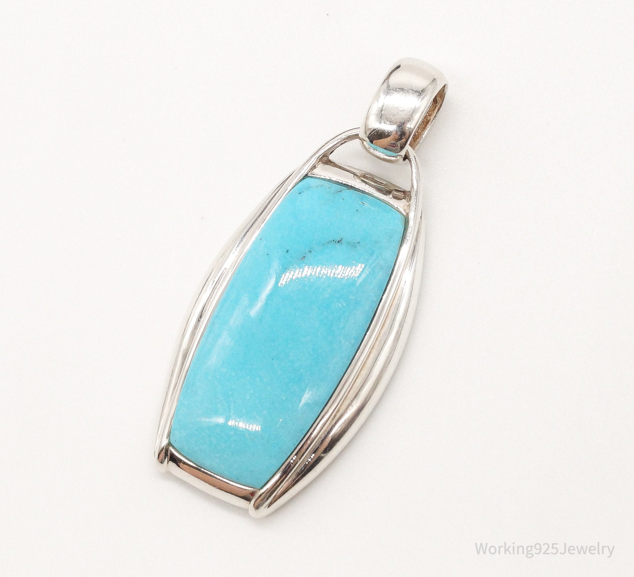 Large Designer SX Turquoise Sterling Silver Pendant