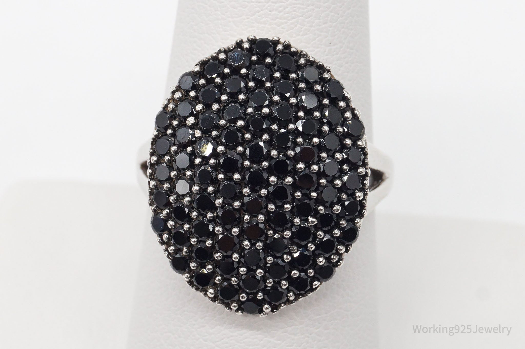 Vintage Designer KHR Black Spinel Sterling Silver Ring - Size 8.75