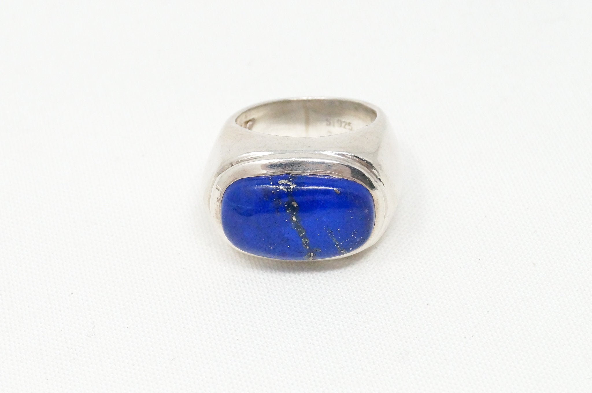 Large Vintage Southwestern SI Lapis Lazuli Sterling Silver Ring Sz 6