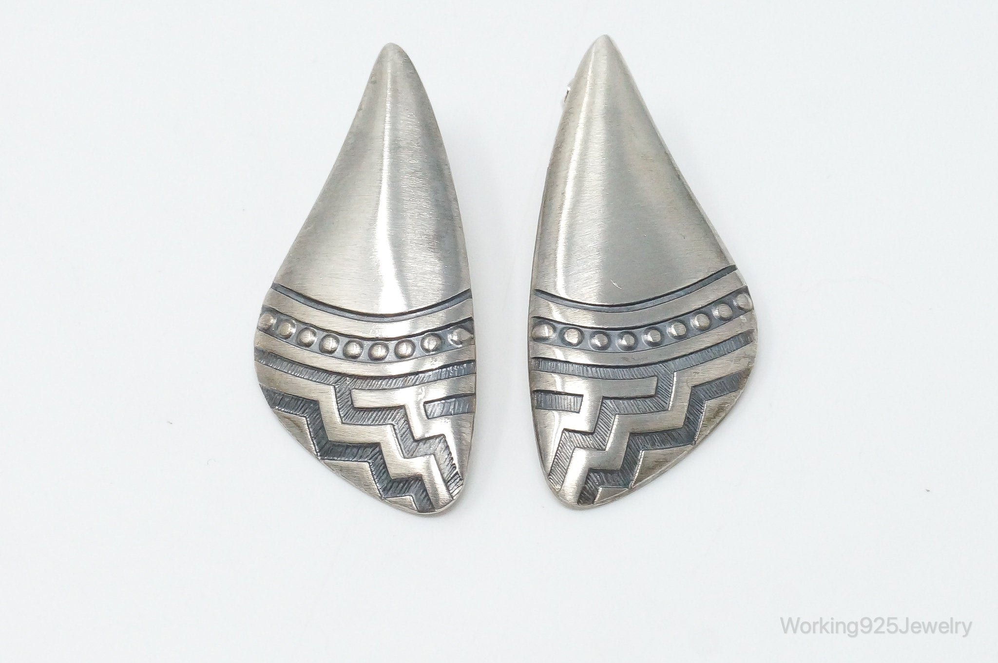 Vintage Designer KABANA Sterling Silver Southwestern Style Earrings