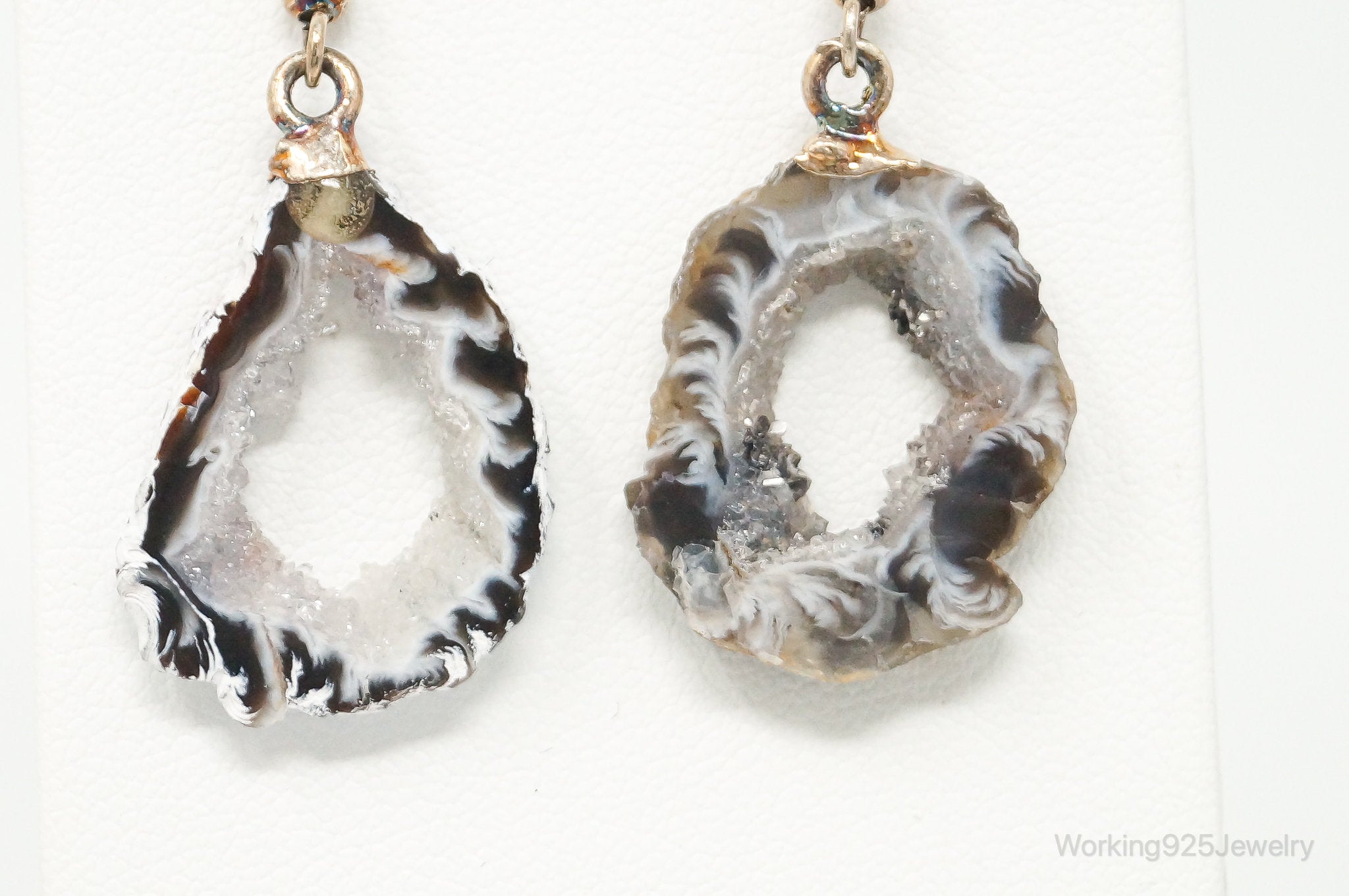 Natural Agate Geode Sterling Silver Earrings