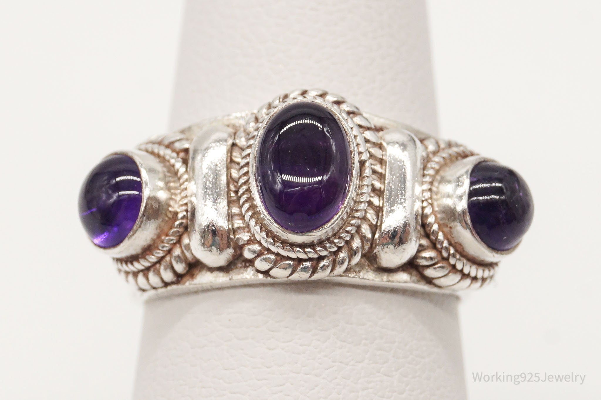 Vintage Amethyst Sterling Silver Ring - Size 6