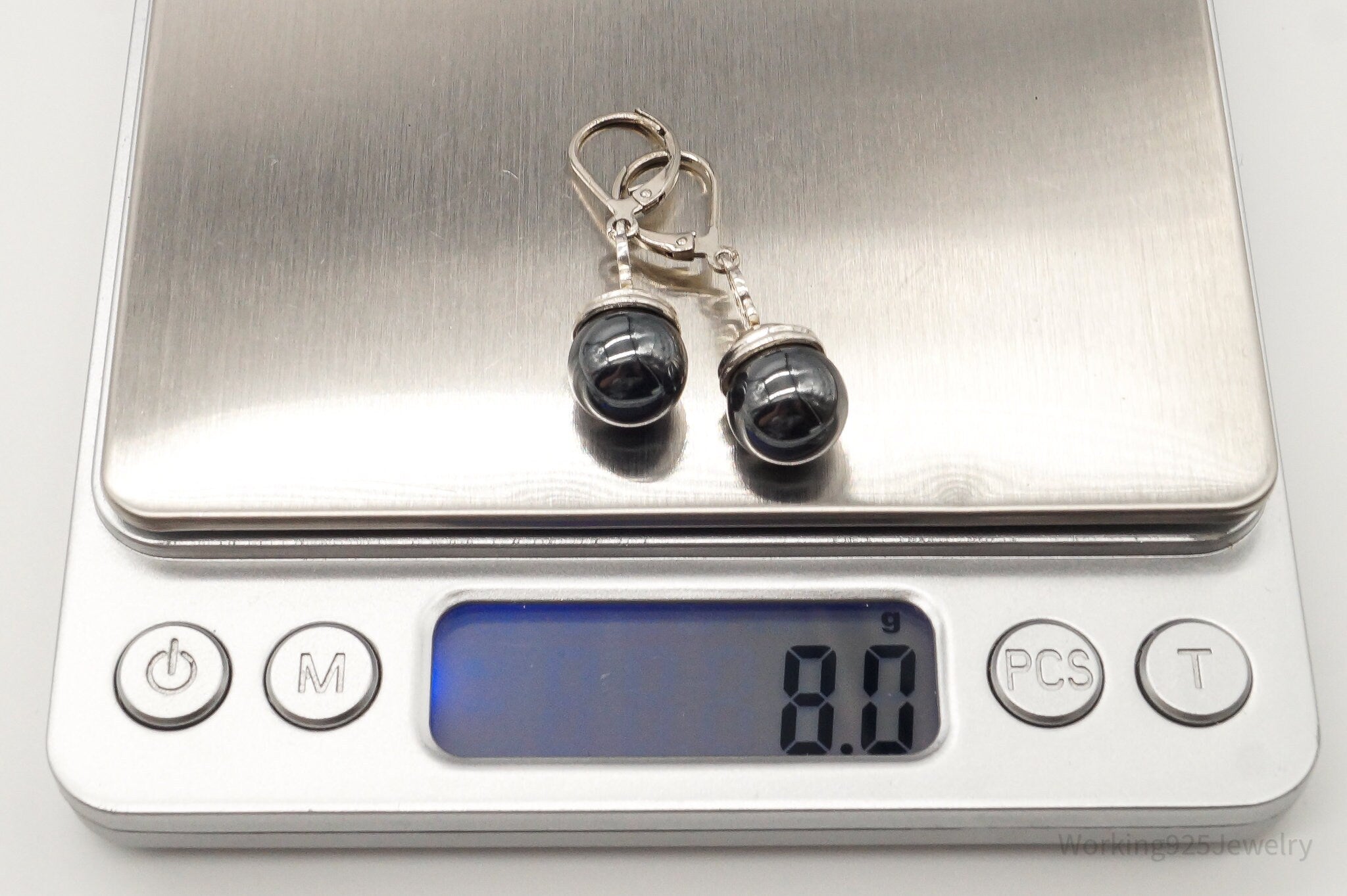 Vintage Hematite Sterling Silver Earrings