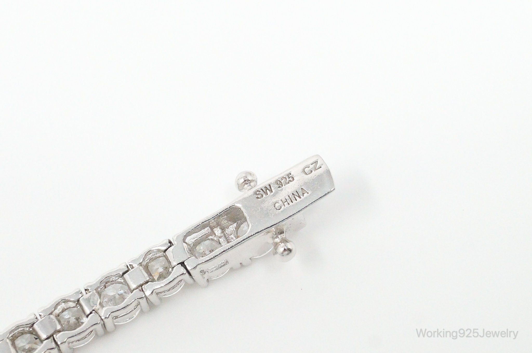 Vintage Designer SW Cubic Zirconia Sterling Silver Tennis Bracelet