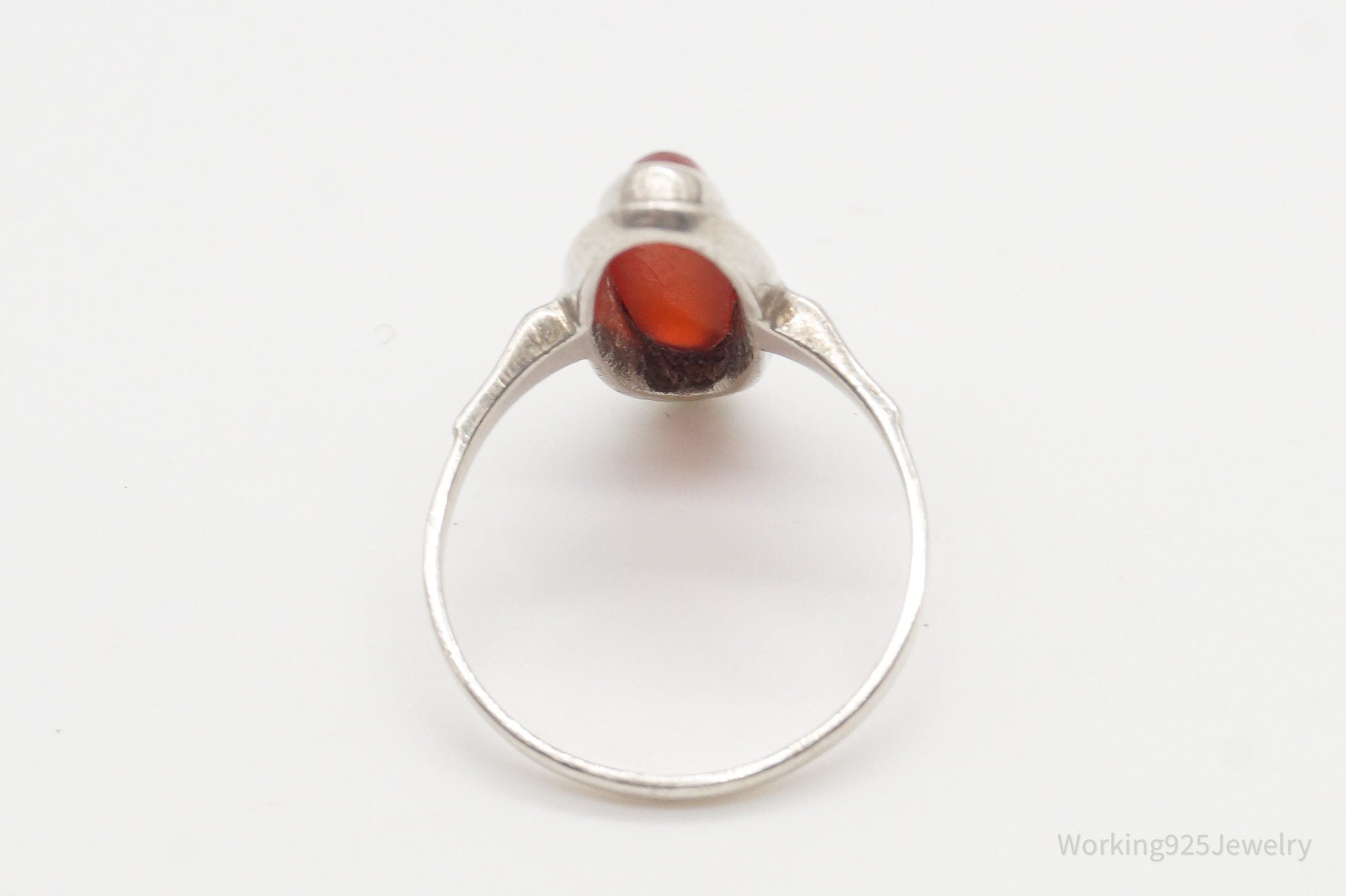 Antique Carnelian 835 Silver Ring - Size 8.25