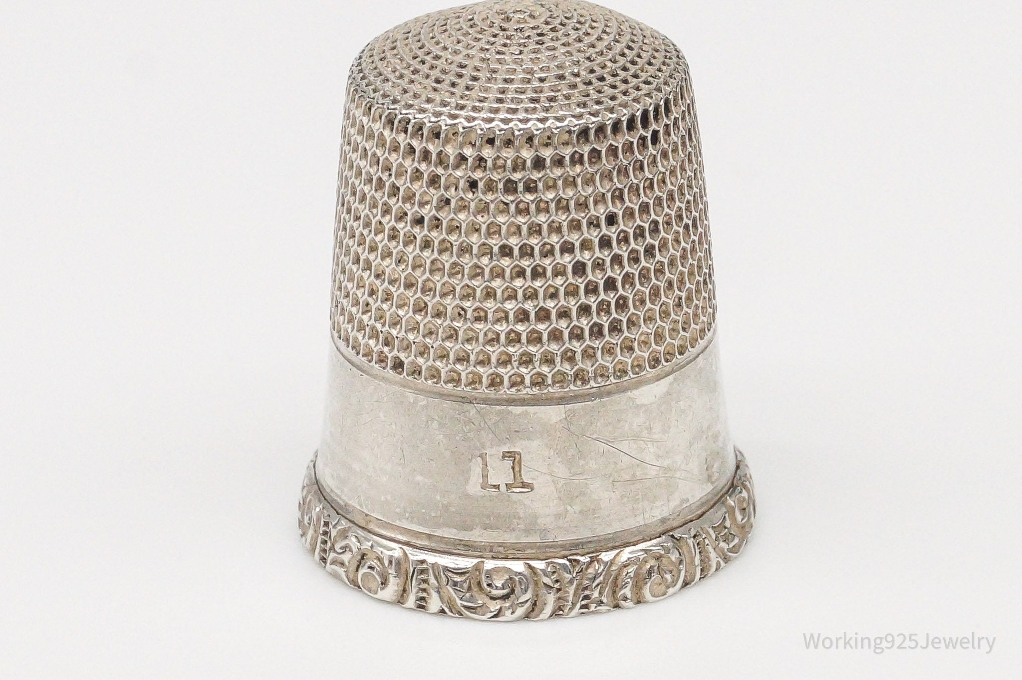 1800s Antique Simons Bros & Co Sterling Silver Thimble Size 11