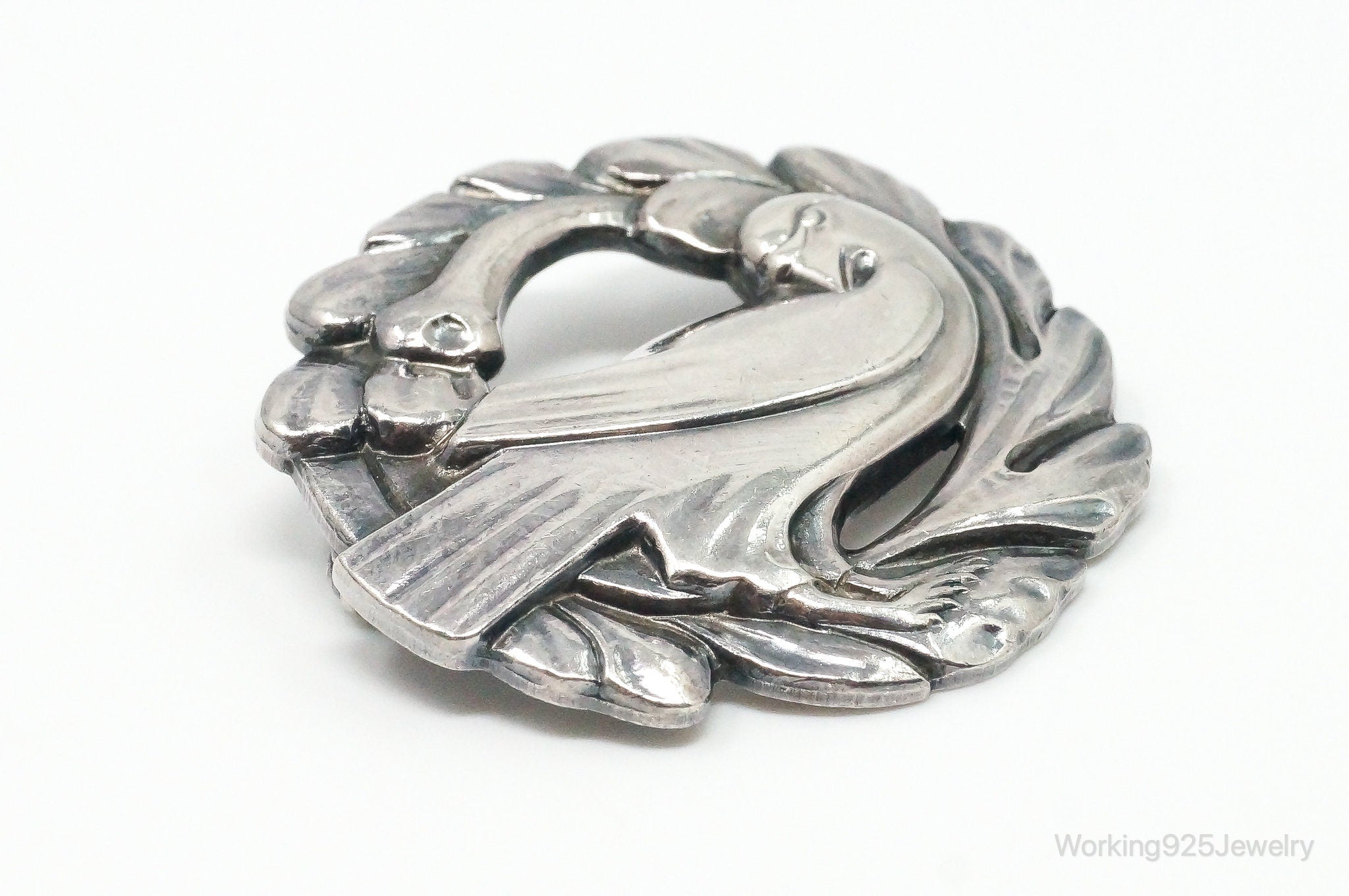 Antique Bird Sterling Silver Brooch Pin