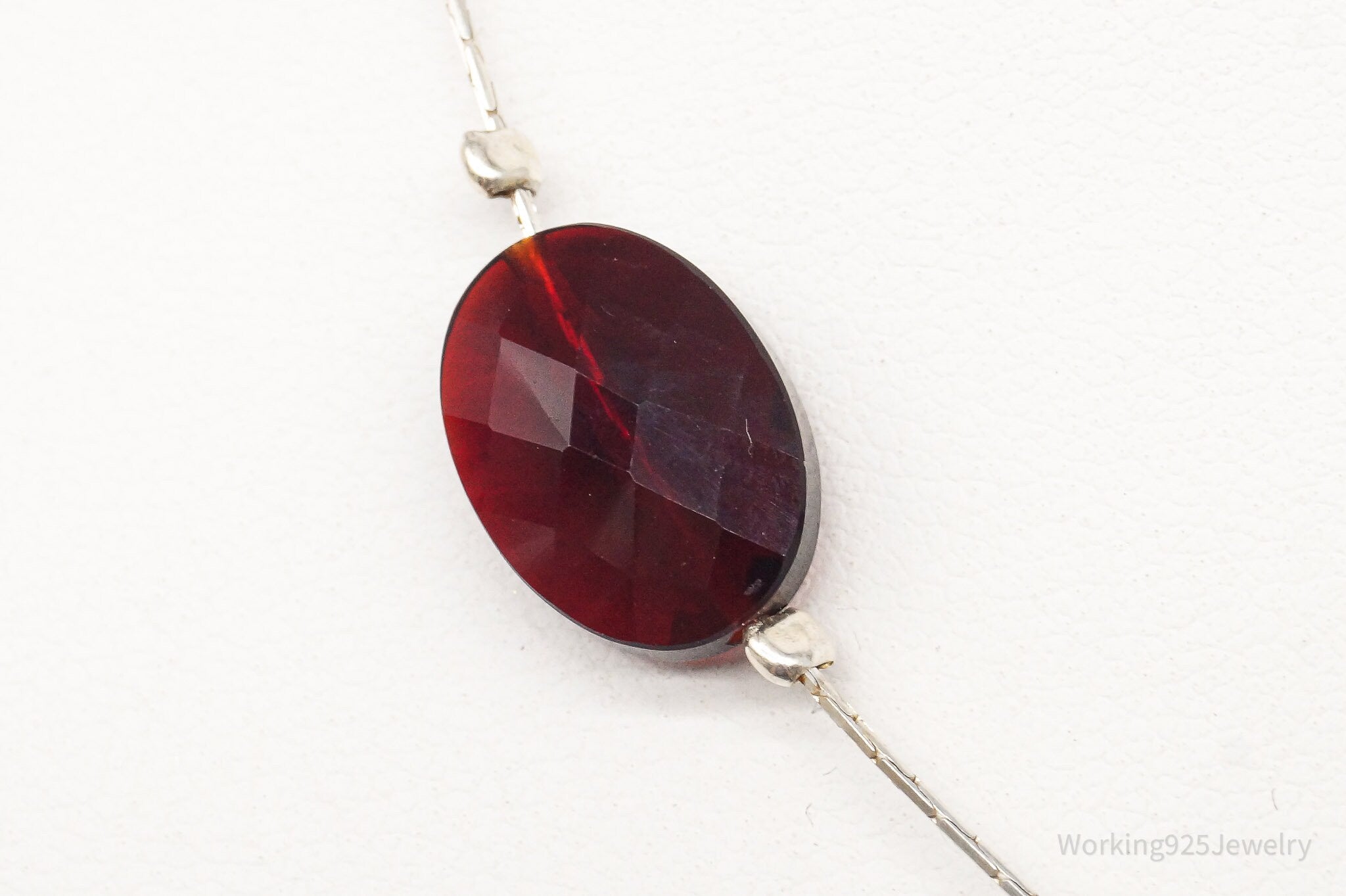 Vintage Garnet Sterling Silver Necklace 16"