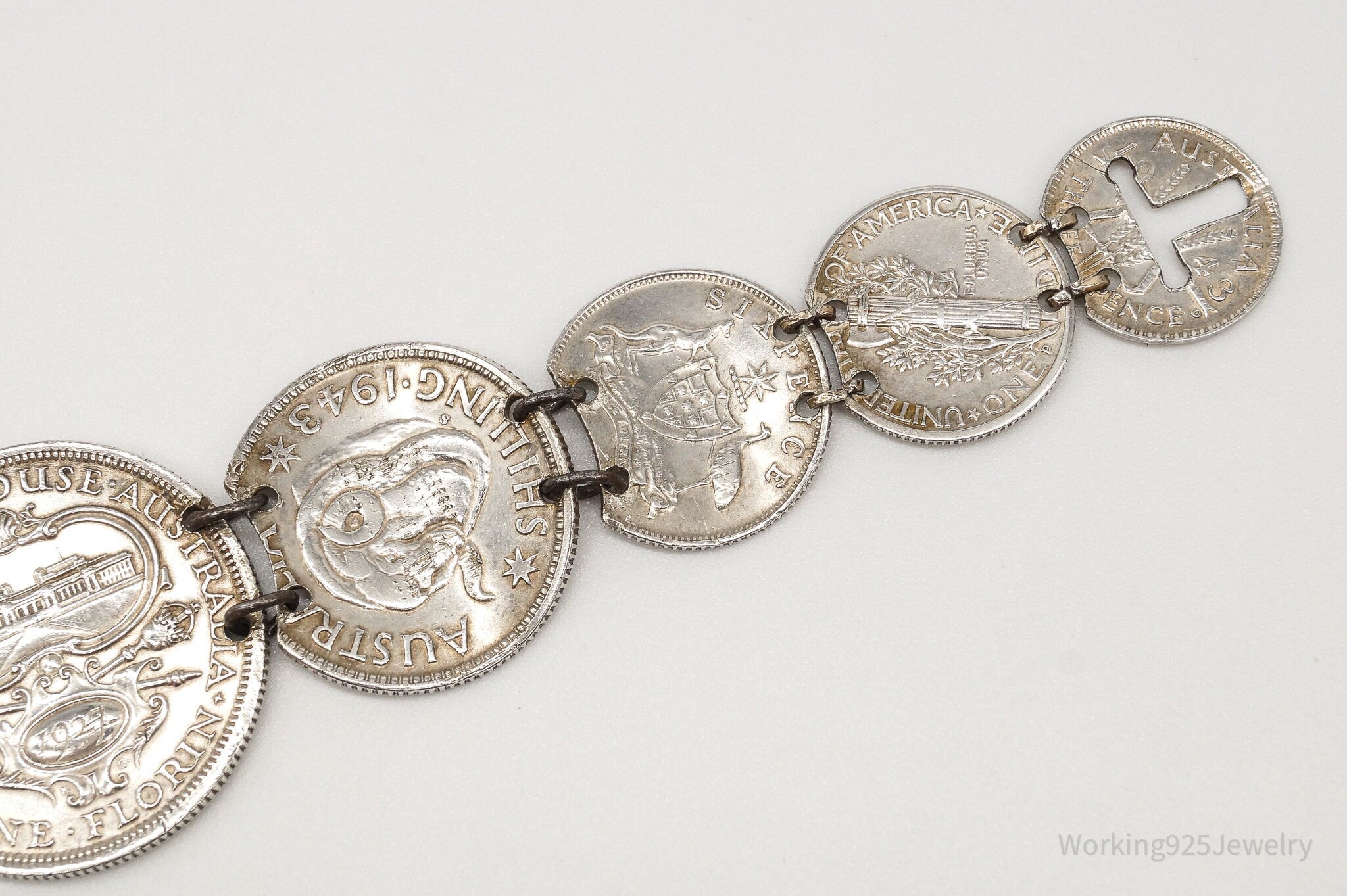 Vintage "Adelaide" Name Coins Silver Bracelet