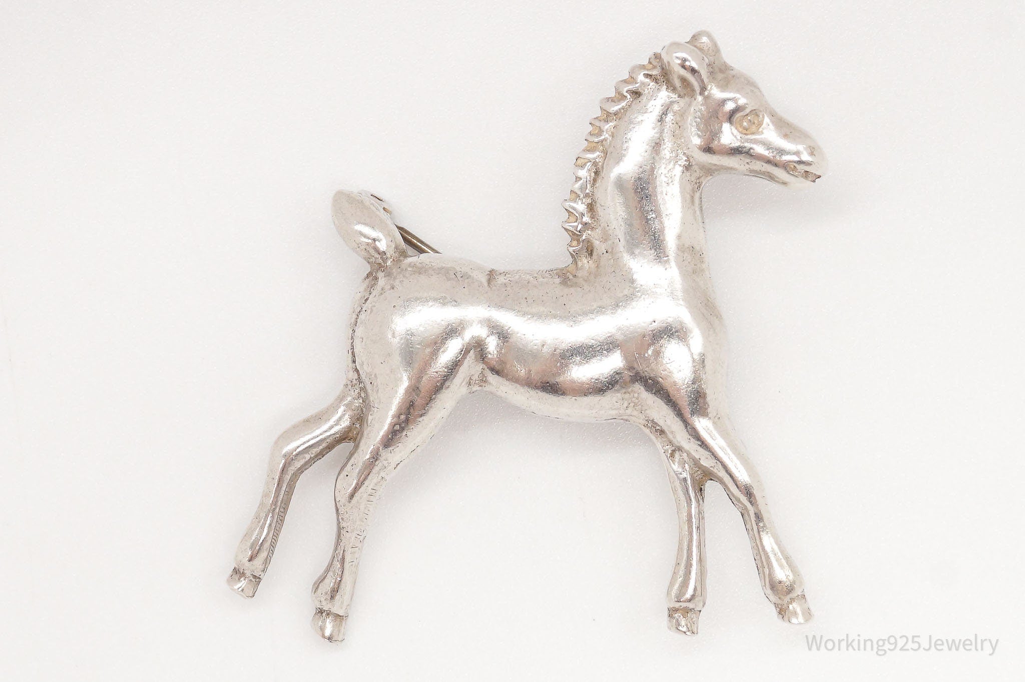 Antique Horse Sterling Silver Brooch Pin