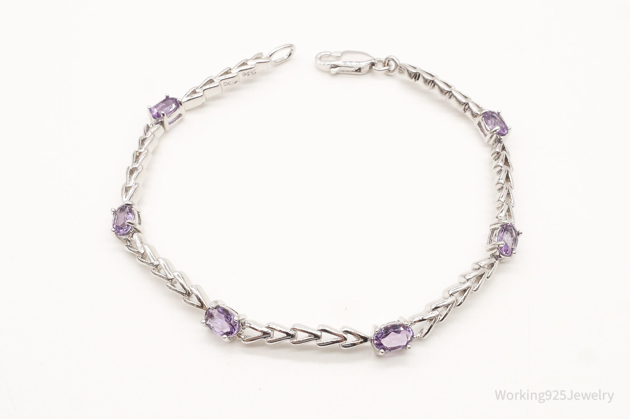 Vintage Amethyst Sterling Silver Bracelet