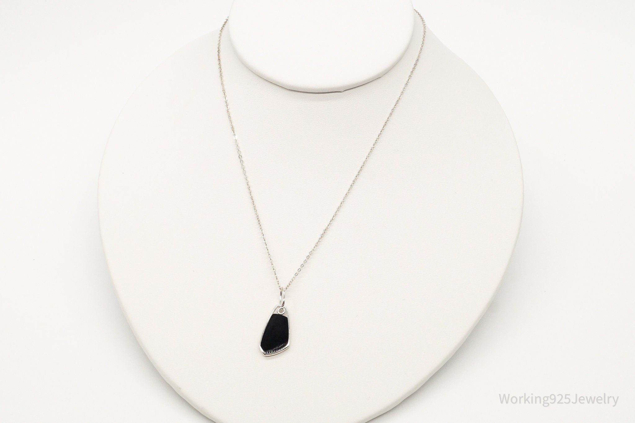 Vintage Black Onyx Sterling Silver Necklace