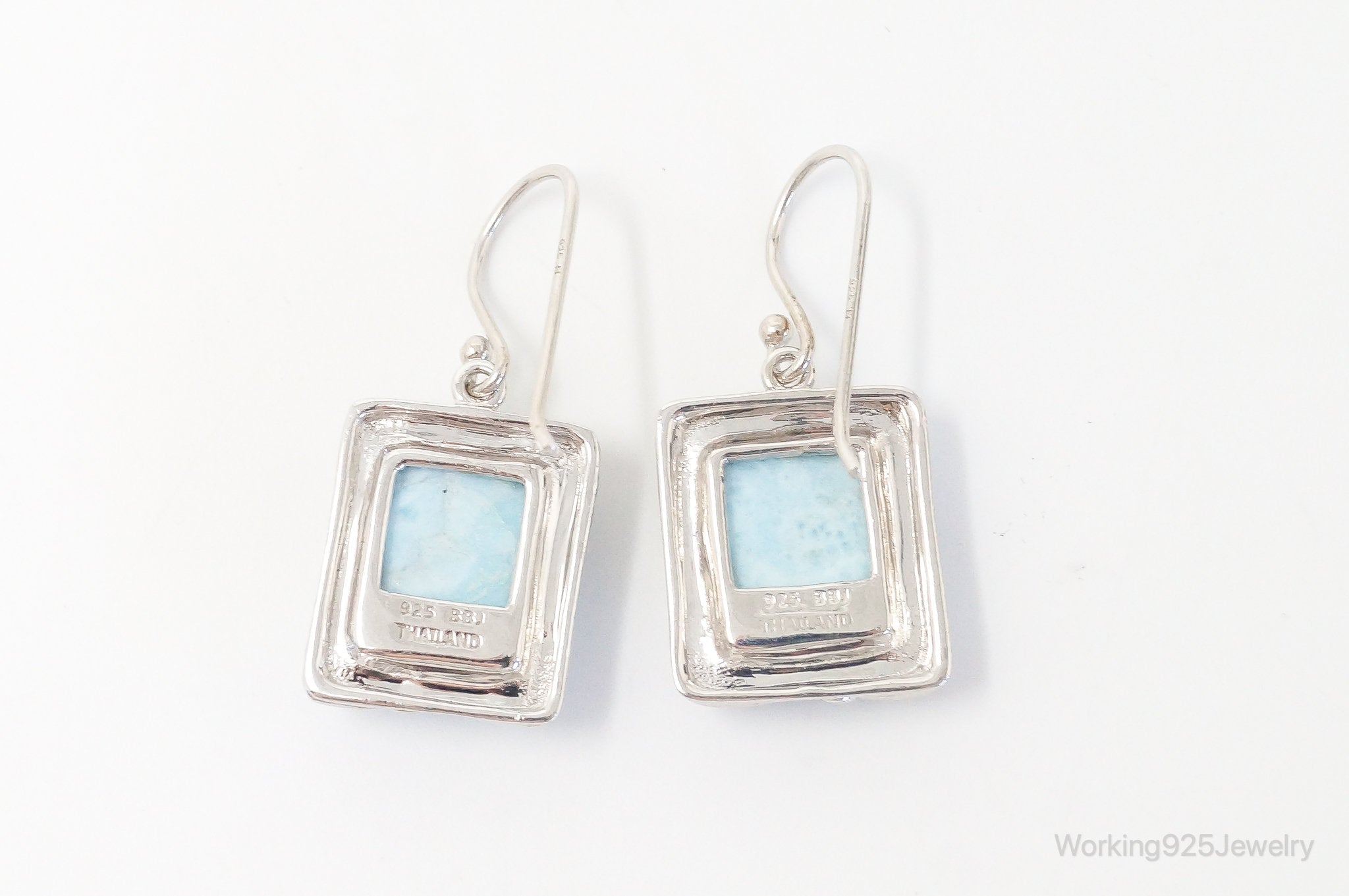 Designer BBJ Blue Larimar Sterling Silver Earrings